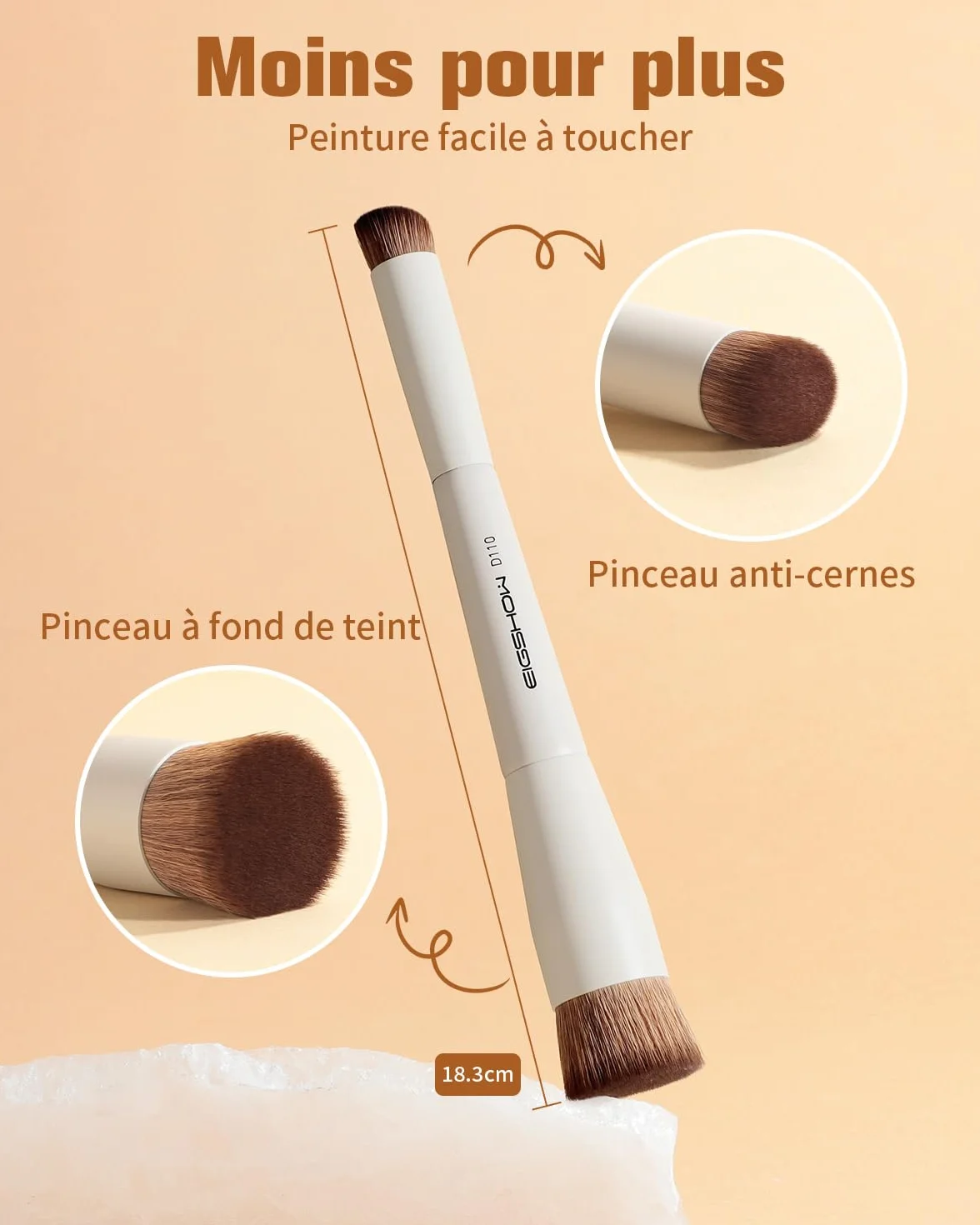 Pinceau de maquillage double extrémité fond de teint et anticernes EIGSHOW D110 Beige