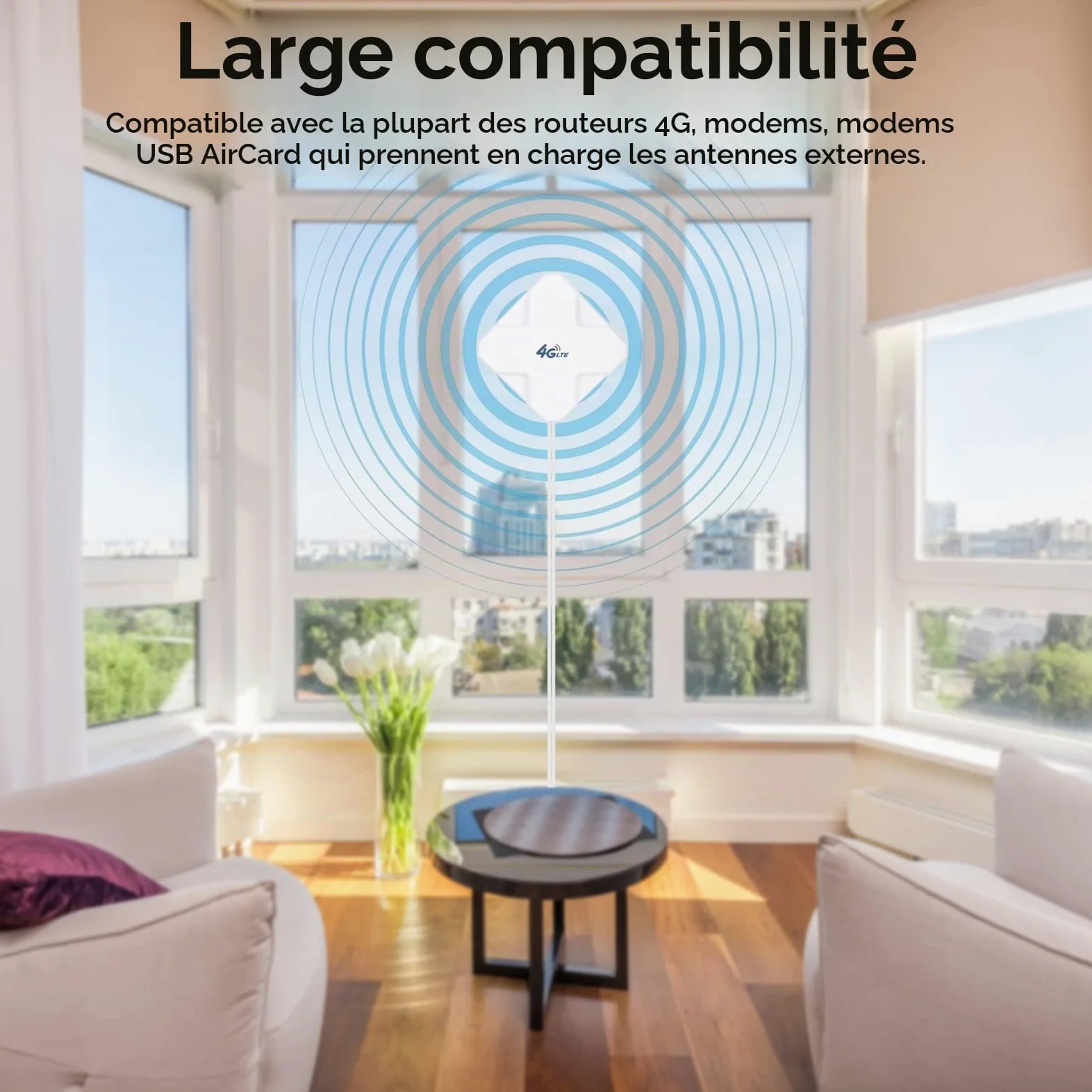 4G LTE Antenne SMA, Connecteur Amplificateur de Signal d'extérieur récepteur 35dbi Haut Gain Réseau à Longue Portée Ethernet pour WiFi routeur Haut débit Mobile (SMA)