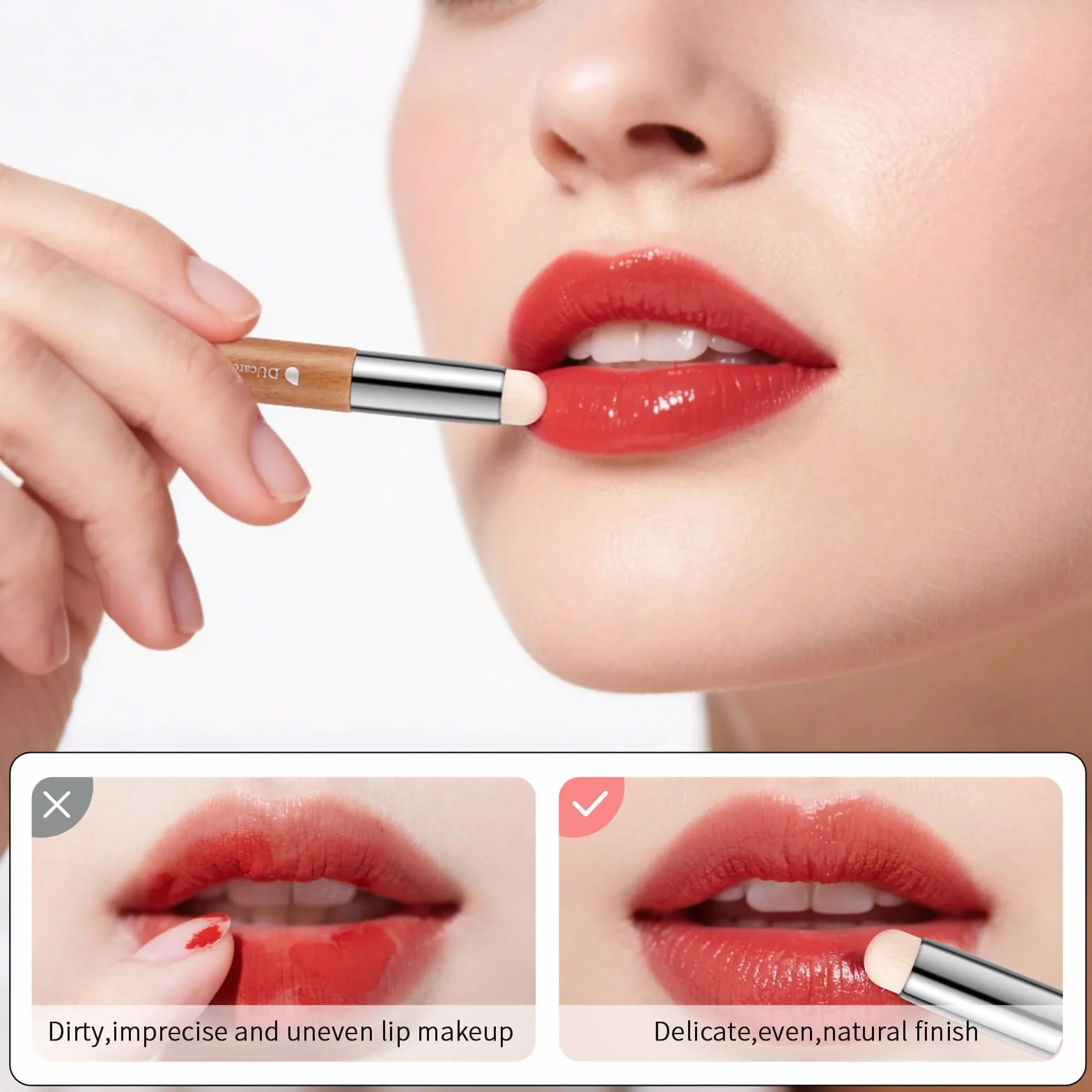 Pinceau Correcteur Multifonctionnel Anticernes Poils Fibres Rouge à Lèvres Gloss avec Capuchon