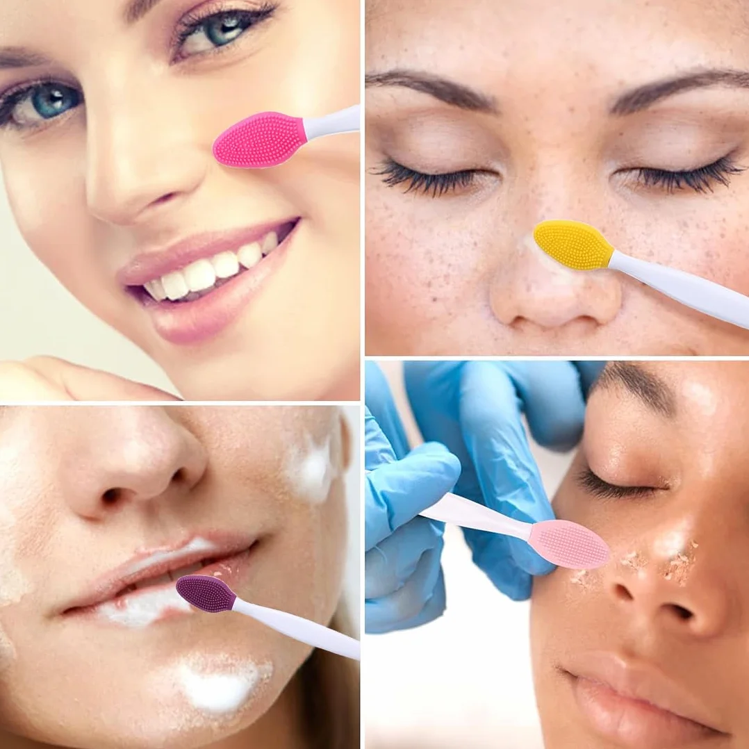 Pinceau à lèvres double face en silicone, Brosse exfoliante pour lèvres, outil de nettoyage