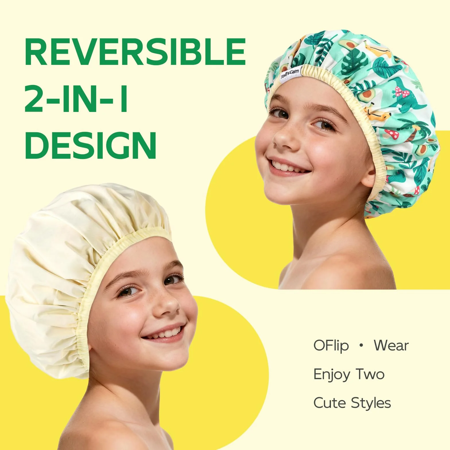 Bonnet de douche pour enfants imperméable réutilisable double couche bande élastique douce bonnet de bain lavable