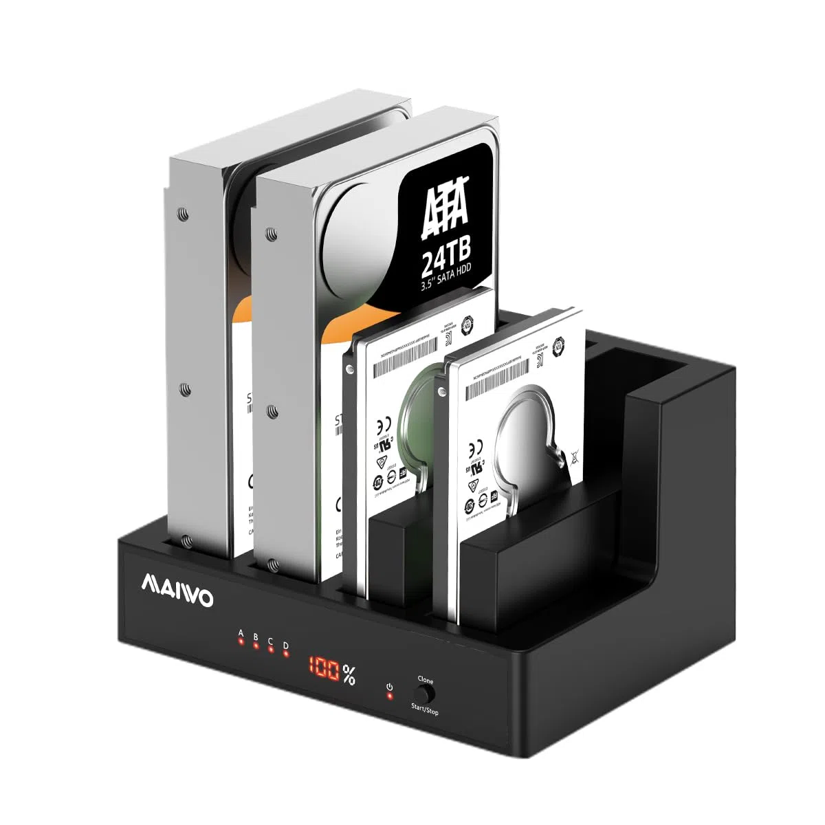 Station d'accueil pour disque dur à 4 baies, duplicateur de disque dur MAIWO avec affichage LED, extension de 80 To, design sans outils