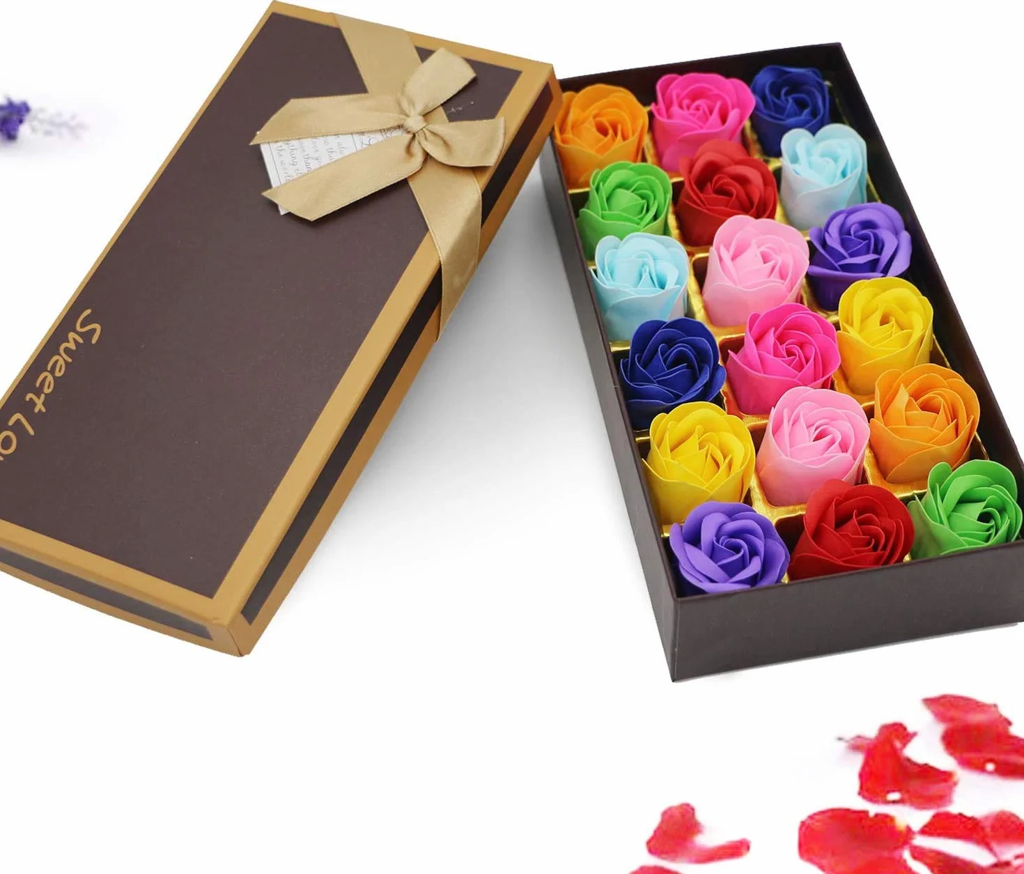 Savon parfumé à la Fleur Rose, Cadeau Anniversaire Mariage Saint-Valentin, 18 pièces Multicolore