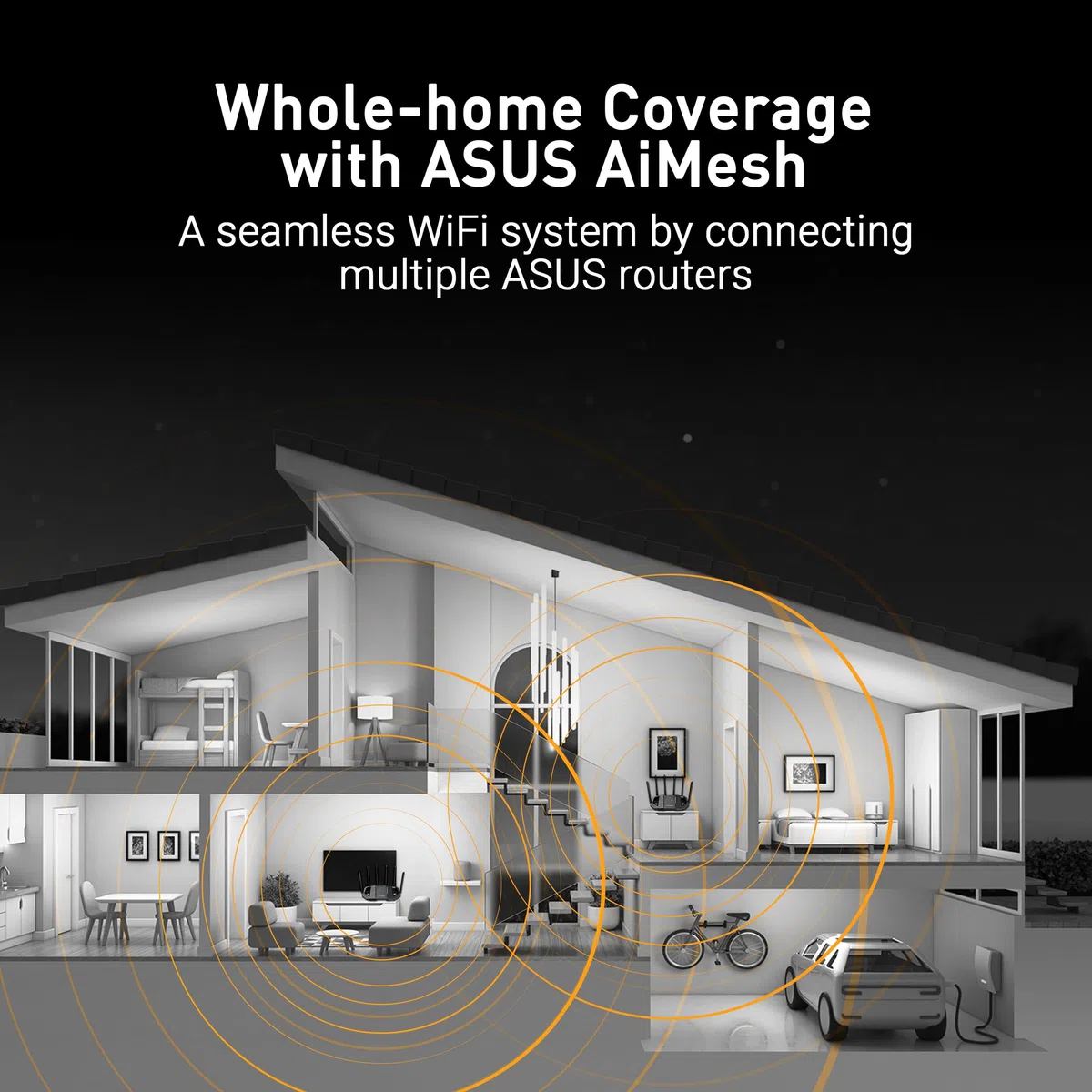 ASUS TUF Gaming BE6500 Routeur WiFi 7 - Double Bande, jusqu'à 6,5 Gbps sans Fil, Accélérateur de Jeu, Contrôle Multi-Link (MLO), (x4) Ports 2,5GbE, Compatible Mesh + VPN et Sécurité Réseau sans