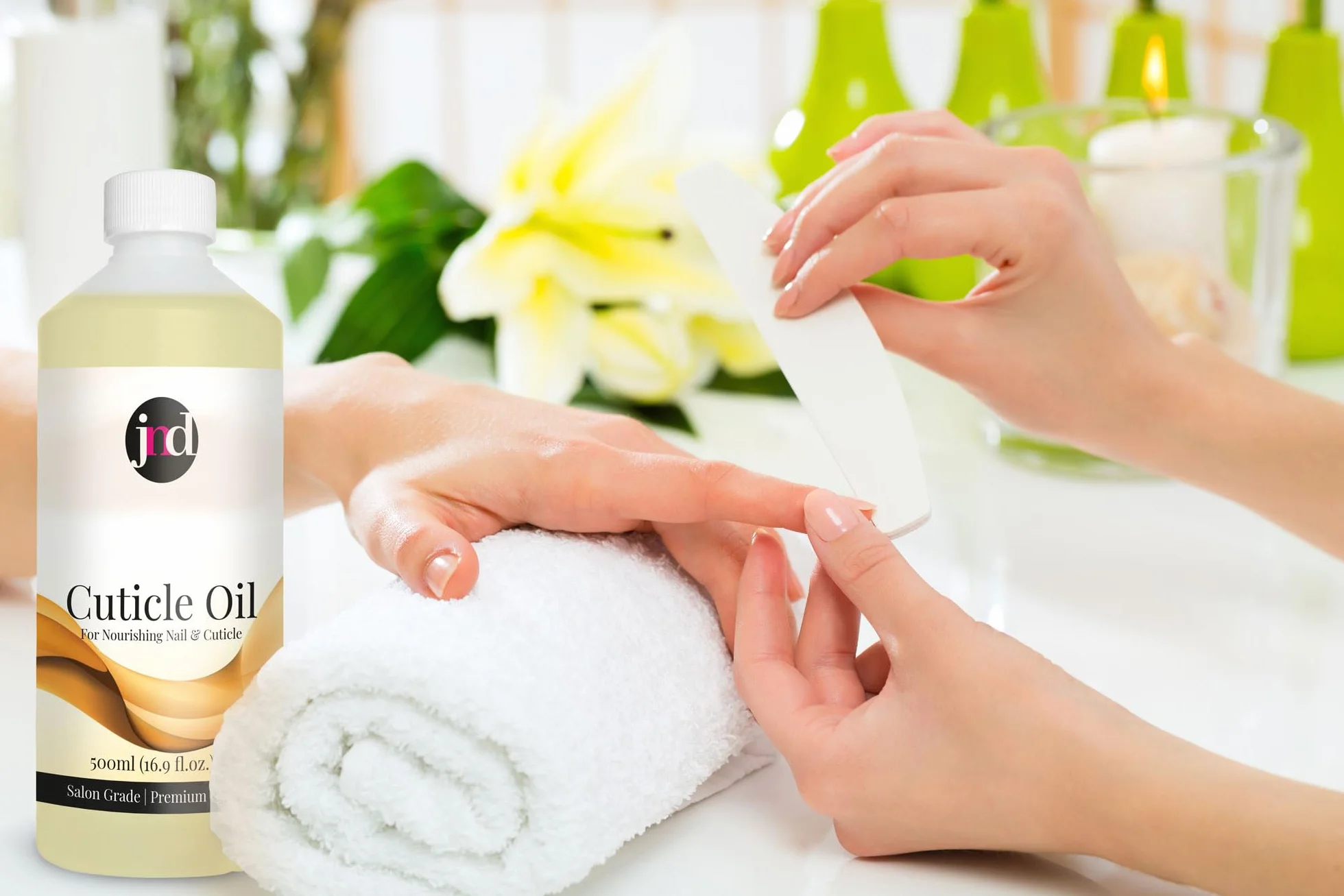 Huile pour cuticules JND avec Jojoba – Conditionneur pour ongles et cuticules – 500 ml