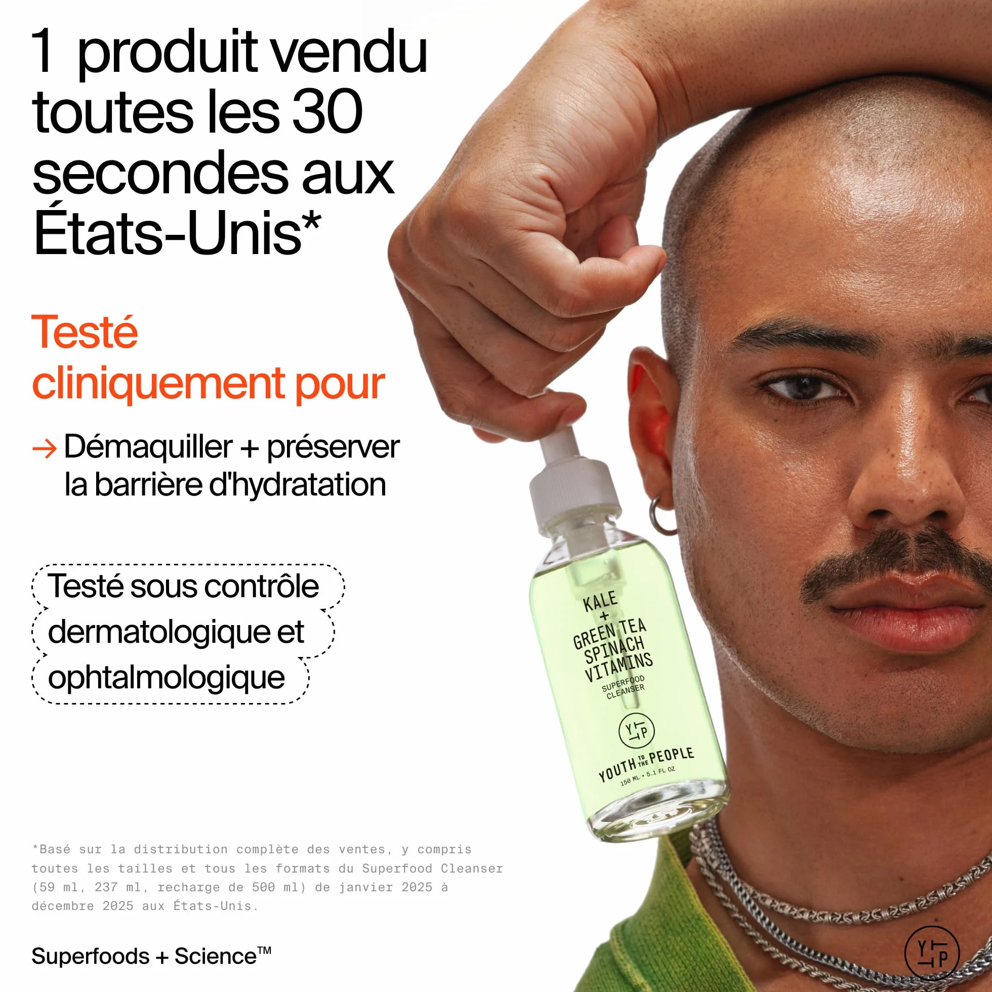 Youth To The People Superfood Cleanser Nettoyant Visage Enrichi en Chou Kale Thé Vert Épinards pH Équilibré 59 ml