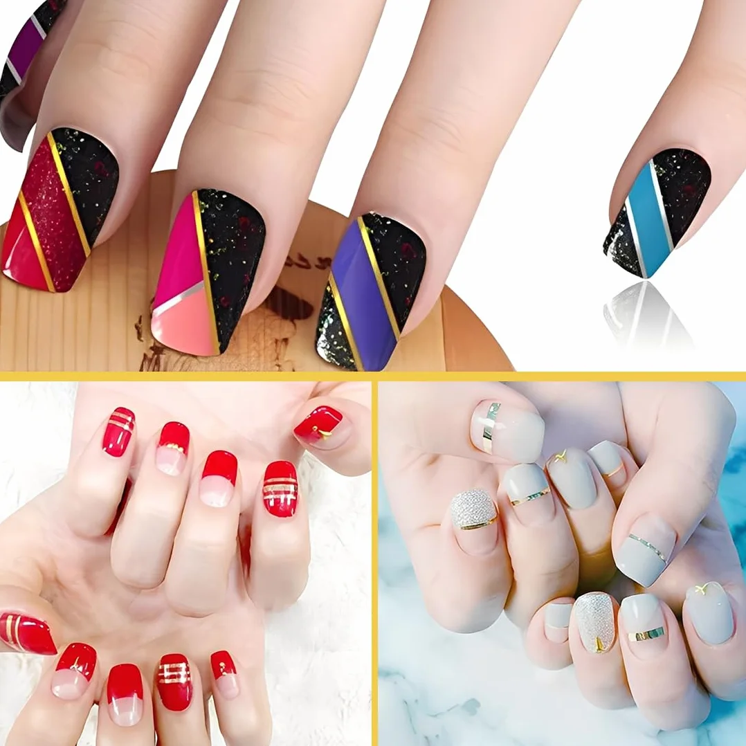 Ruban à rayures à ongles, autocollant nail art, décoration ongle bricolage 20 pièces