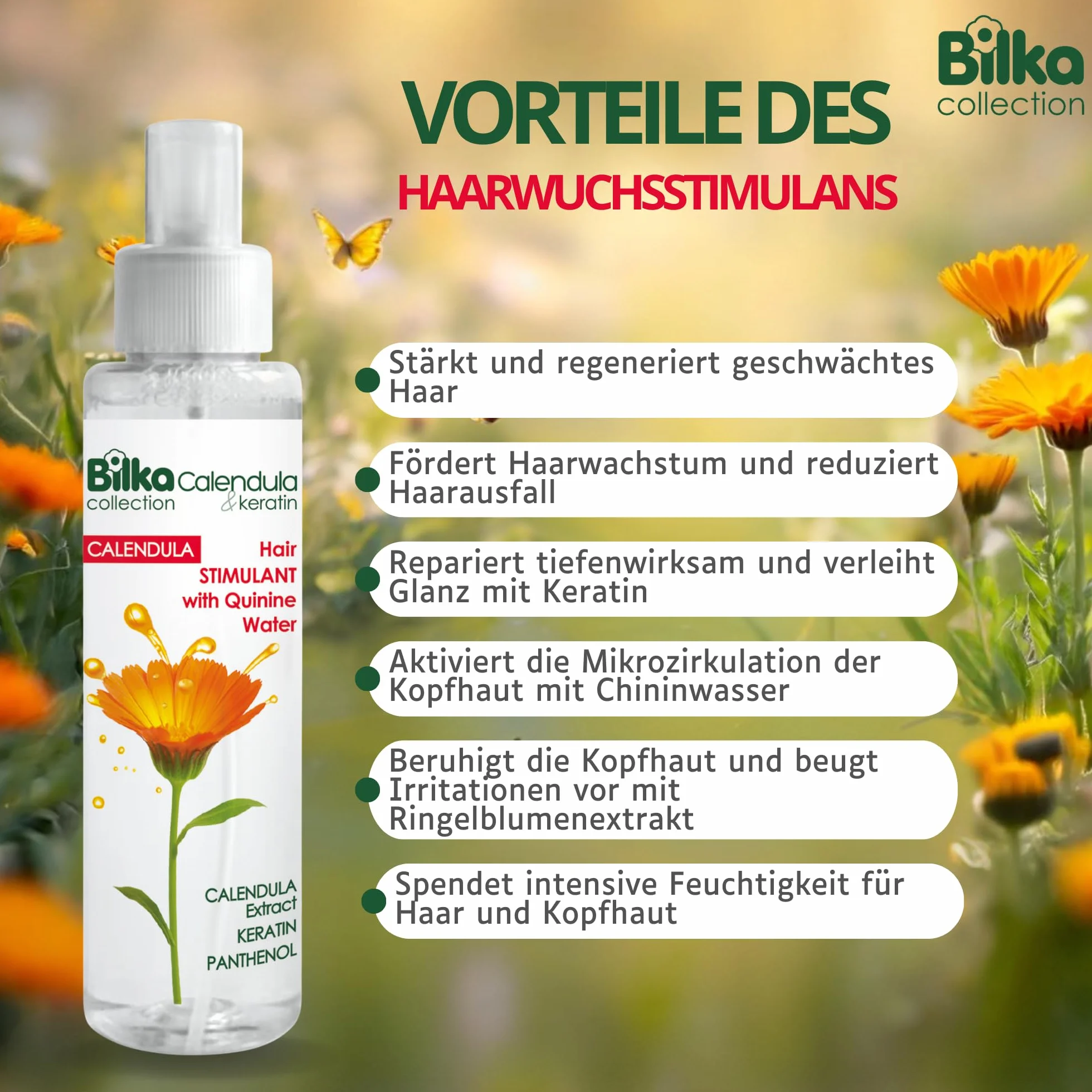 Stimulans de croissance des cheveux au calendula et à la kératine - Soin capillaire
