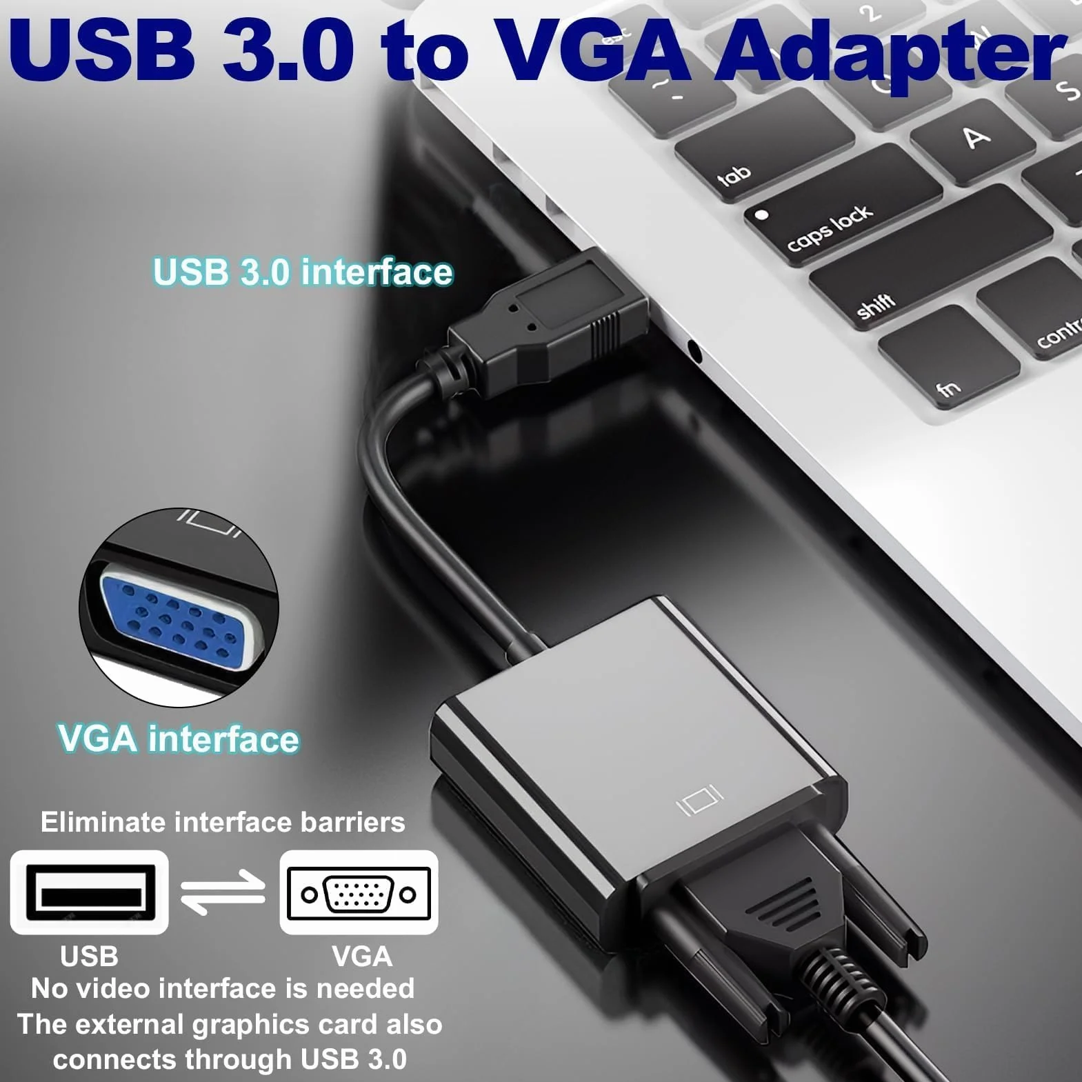 Adaptateur USB 3.0 vers VGA Convertisseur Vidéo HD 1080p Multi écrans