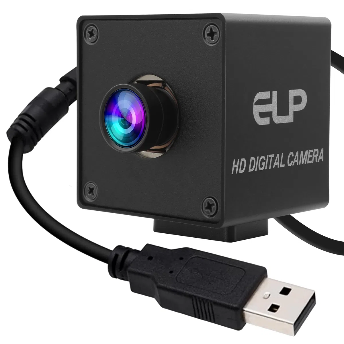 ELP Caméra 5 MP avec Obturateur Global 50 FPS, Swing de Golf Haute Vitesse, Webcam USB avec Objectif Couleur Grand Angle Sans Distorsion pour Machines Industrielles Ralenties
