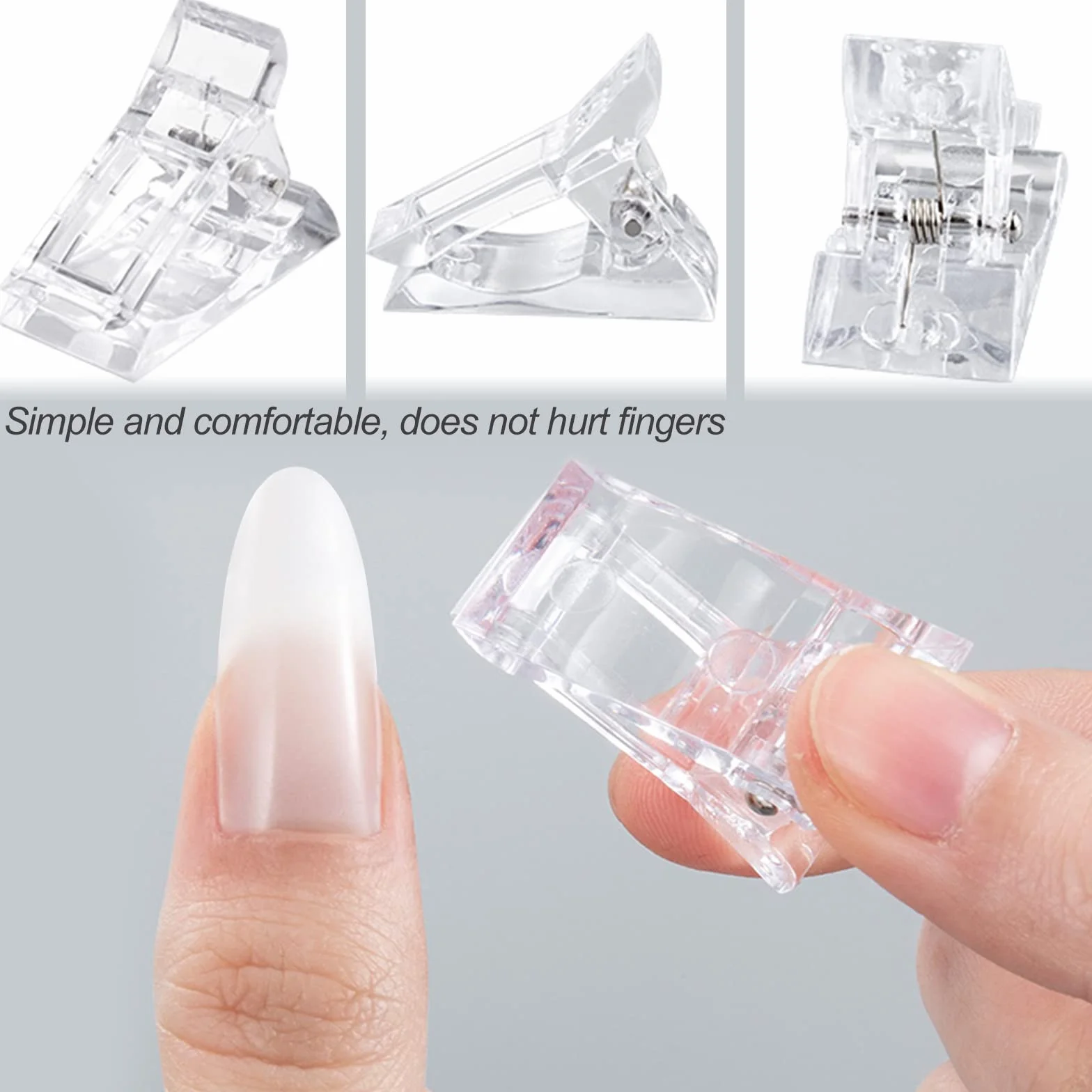 Pince à Ongles Polygel 5 Pcs Extension Transparente Outil Nail Art Gel UV Rapide