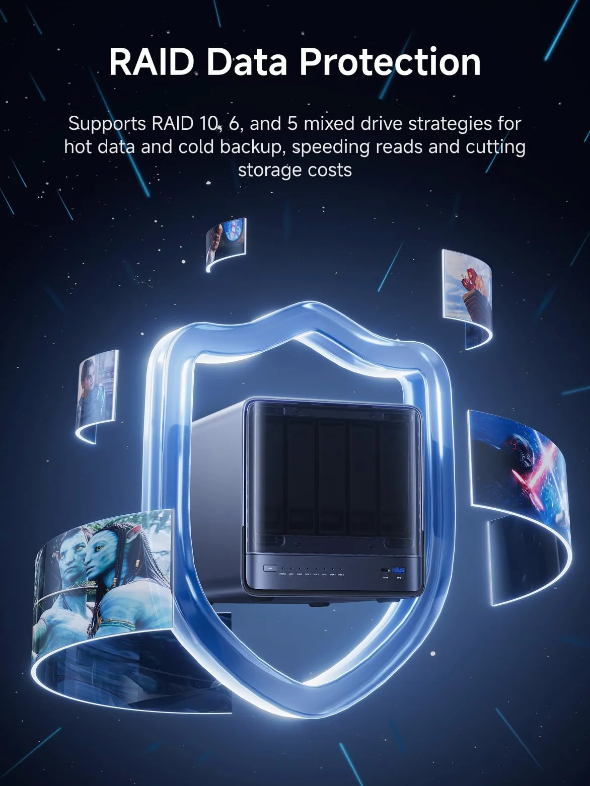 MINISFORUM 5 baies de stockage réseau NAS N5 Pro P370, processeur AMD Ryzen AI 9 HX PRO 370 (12C/24T, jusqu'à 5,1 GHz), stockage en nuage, 16 Go DDR5, 128 Go SSD, 1 x 10 Go, 1 x 5 Go, 3 emplacements M