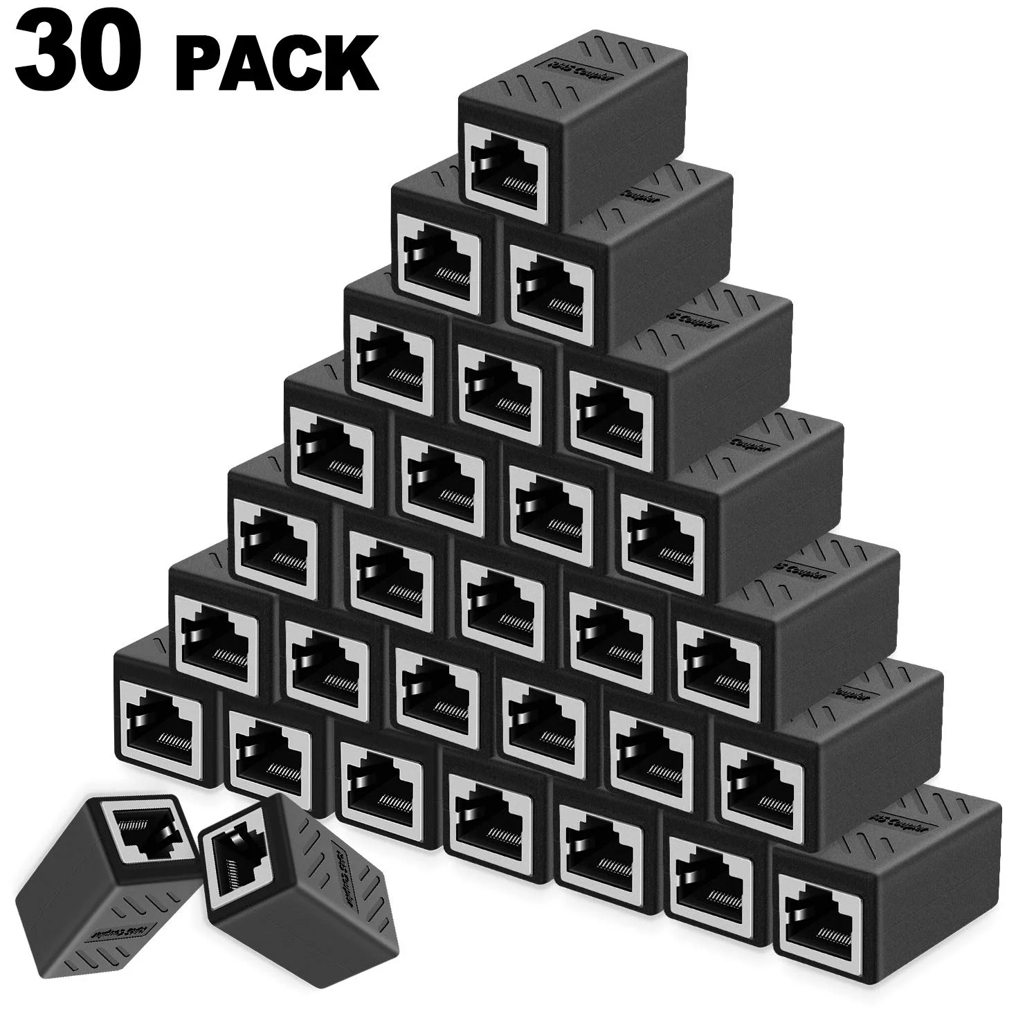 Coupleur RJ45, connecteurs Ethernet, coupleurs en ligne cachés pour câble Ethernet Cat7/Cat6/Cat5e/Cat5 - femelle vers femelle (lot de 30)