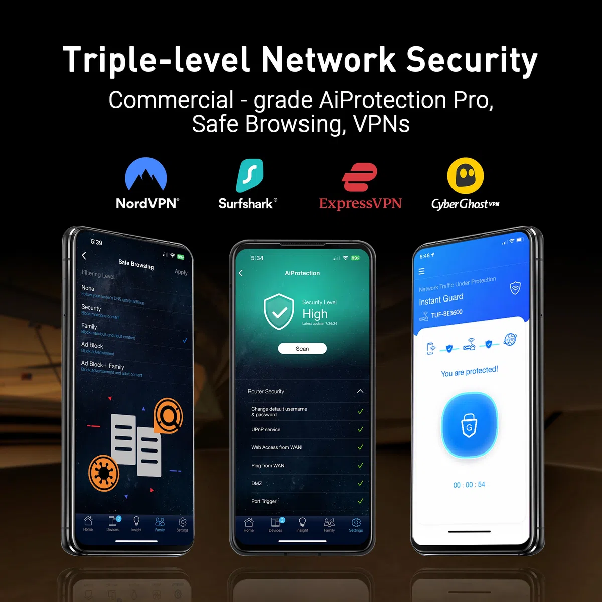 ASUS TUF Gaming BE6500 Routeur WiFi 7 - Double Bande, jusqu'à 6,5 Gbps sans Fil, Accélérateur de Jeu, Contrôle Multi-Link (MLO), (x4) Ports 2,5GbE, Compatible Mesh + VPN et Sécurité Réseau sans