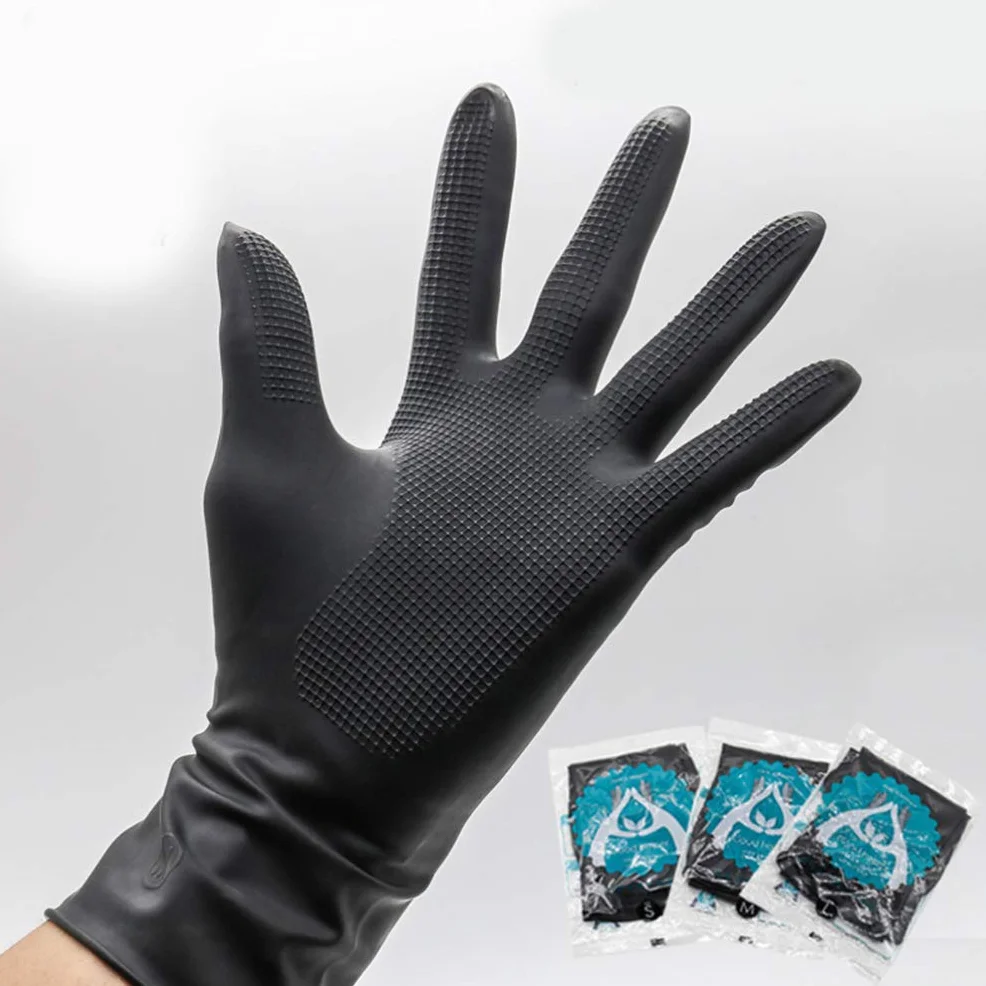 Solustre Lot de 3 paires Gants Teinture Cheveux Antidérapants Imperméables Caoutchouc Taille S