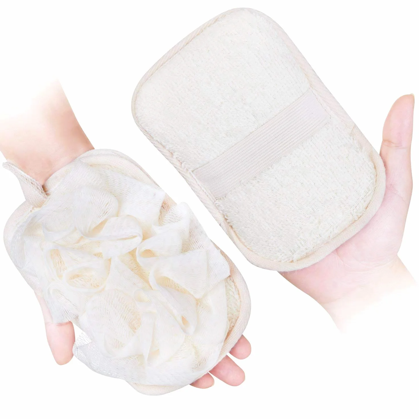 Éponge Luffa 2 en 1 Exfoliante & Gant pour Peeling, 1 Pièce Réutilisable pour Douche