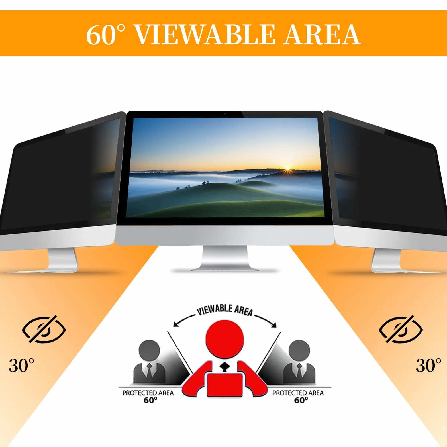 Écran de confidentialité 24 Pouces Moniteur Large 16:9 Filtre Protection Yeux