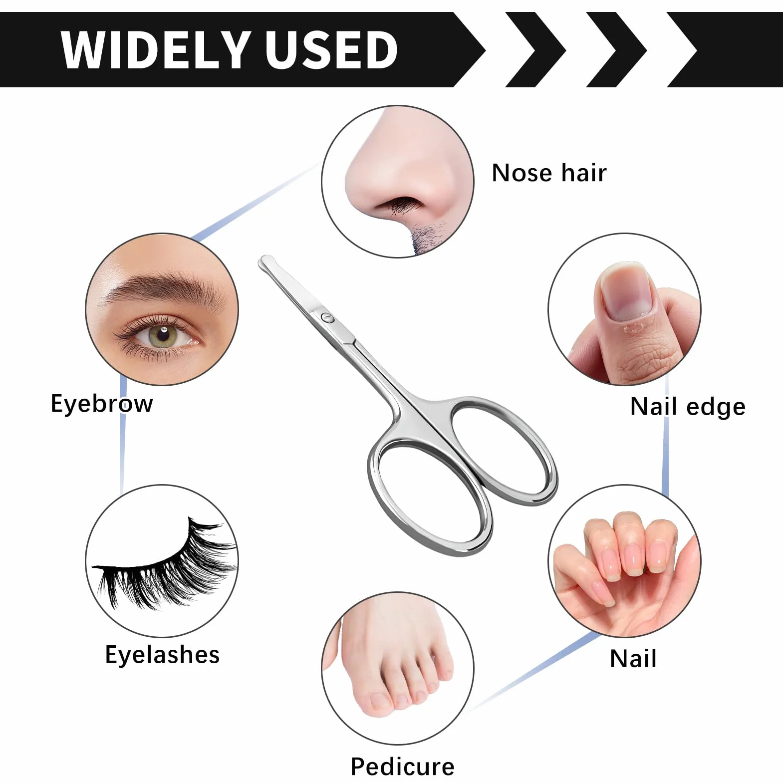 Ciseaux Ongles Bout Rond Jetstream, Petits Ciseaux Extrêmement Tranchants pour Ongles Doigts et Orteils, Argenté