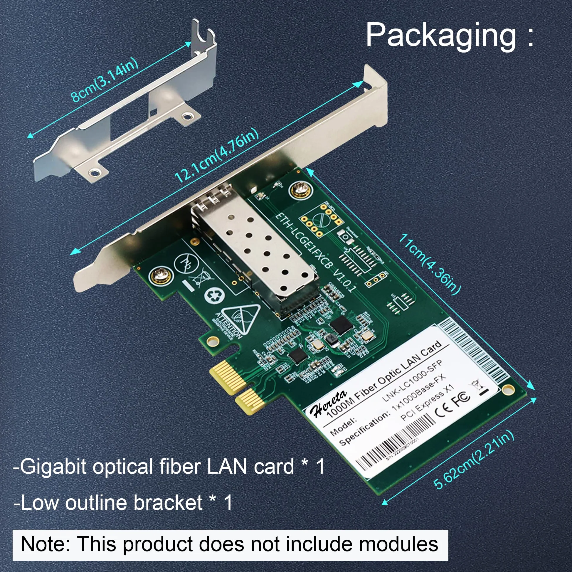 Carte Réseau PCIe, Gigabits Adaptateur Ethernet PCI Express avec 1SFP Port, Compatible avec Windows 11/10/8/7/Vista/XP, Server 2003/2008 R2, Linux