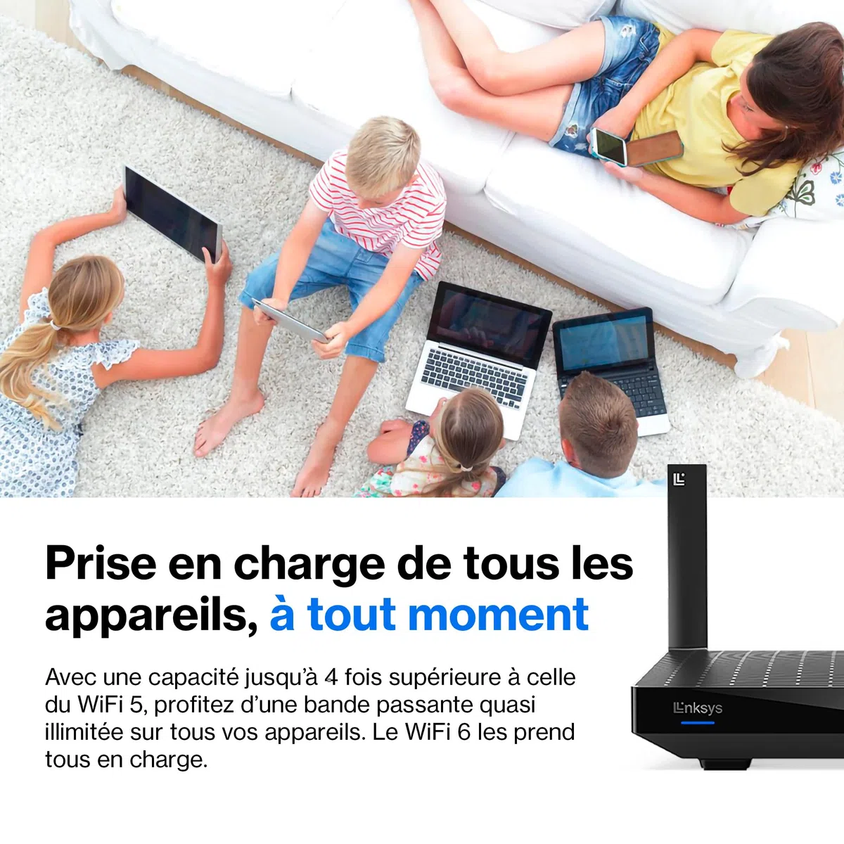 Linksys Routeur WiFi 6 Mesh Double Bande Hydra 6 (AX3000) - Jeux sans Fil Jusqu’à 3 Gbit/s, pour Plus de 25 appareils et portée 185 m2 Fonctionne avec Le système WiFi Linksys, MR2000-KE