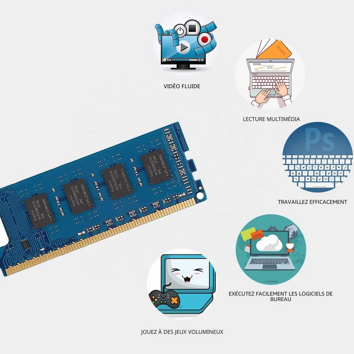 DUOMEIQI 8GB Kit 2x4GB DDR3-1600 UDIMM RAM PC3-12800U 240-Pin Non-ECC SDRAM Desktop Memory 1.5V