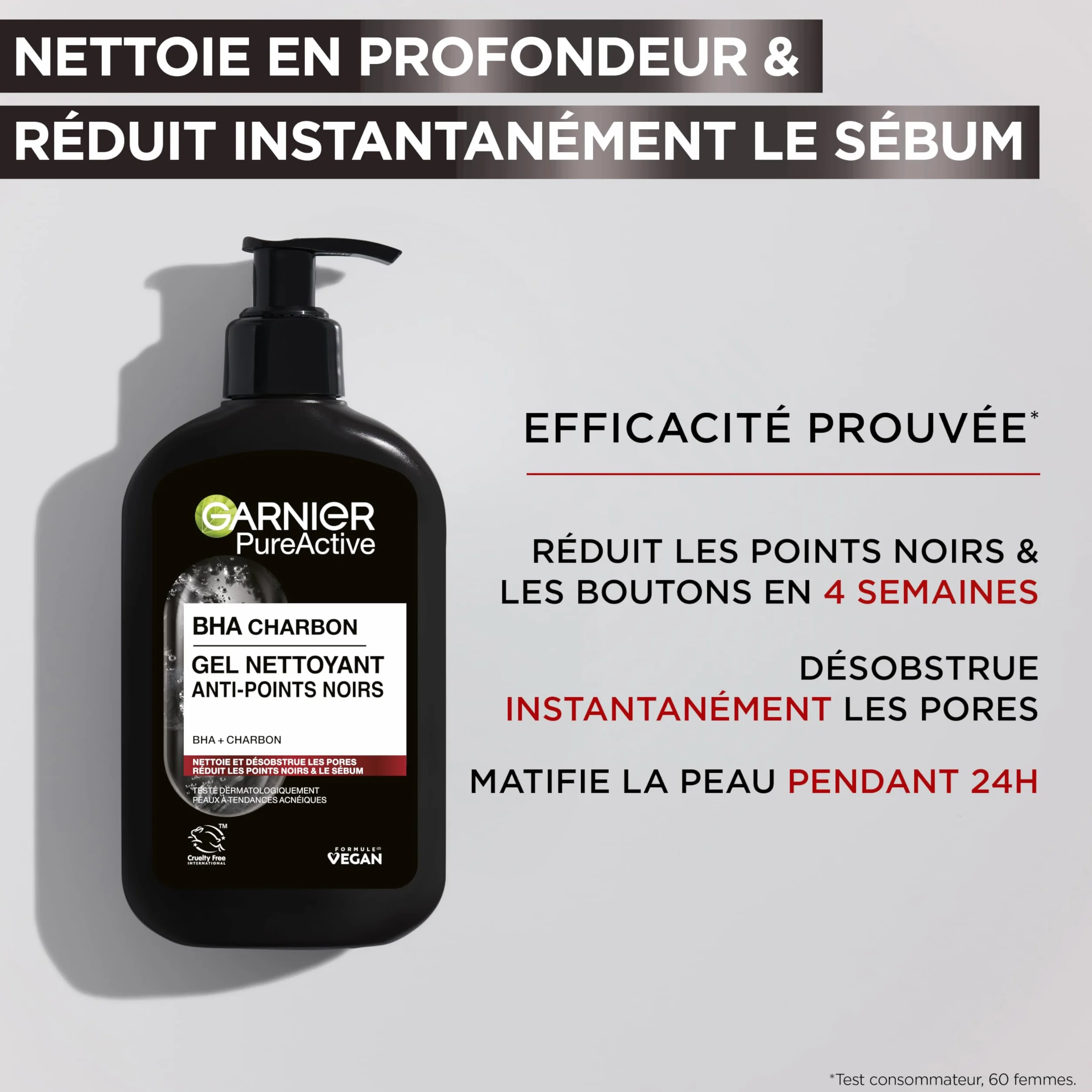 Garnier Pure Active Gel Nettoyant Charbon Anti-Points Noirs 250 ml