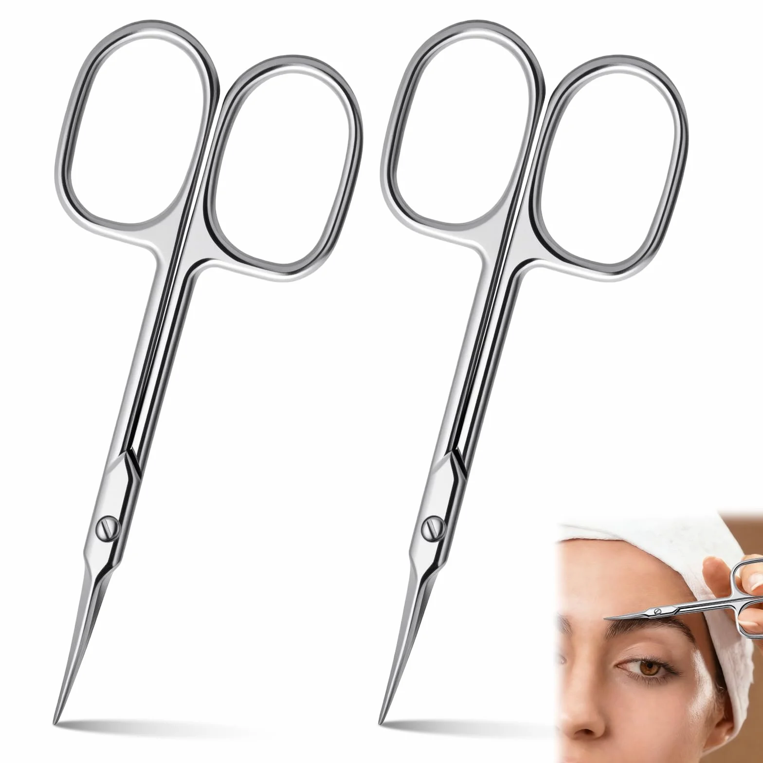 Ciseaux à Cuticules Professionnels en Acier Inoxydable, Ciseaux de Précision à Lame Courbée pour Manucure et Pédicure