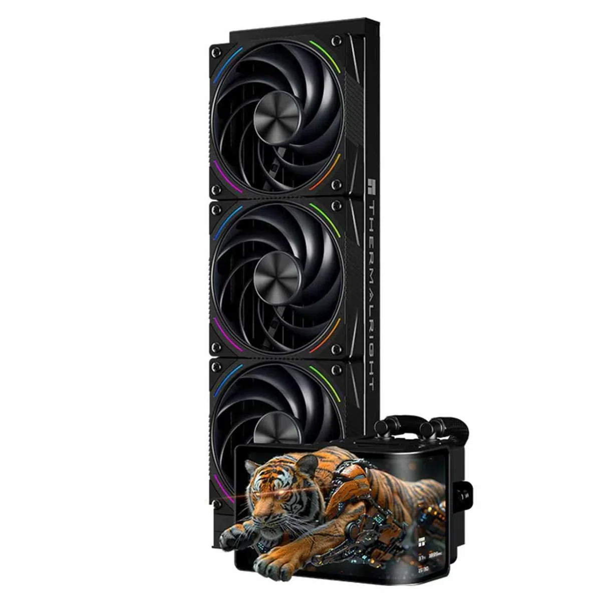 TR -Wonder Vision 360 TURBO ARGB Black AIO Refroidissement CPU, système de refroidissement étanche CPU, écran incurvé de 6,67 pouces avec résolution 2400x1080, pour AM4/AM5, LGA1851/1700, 7:3 rapport