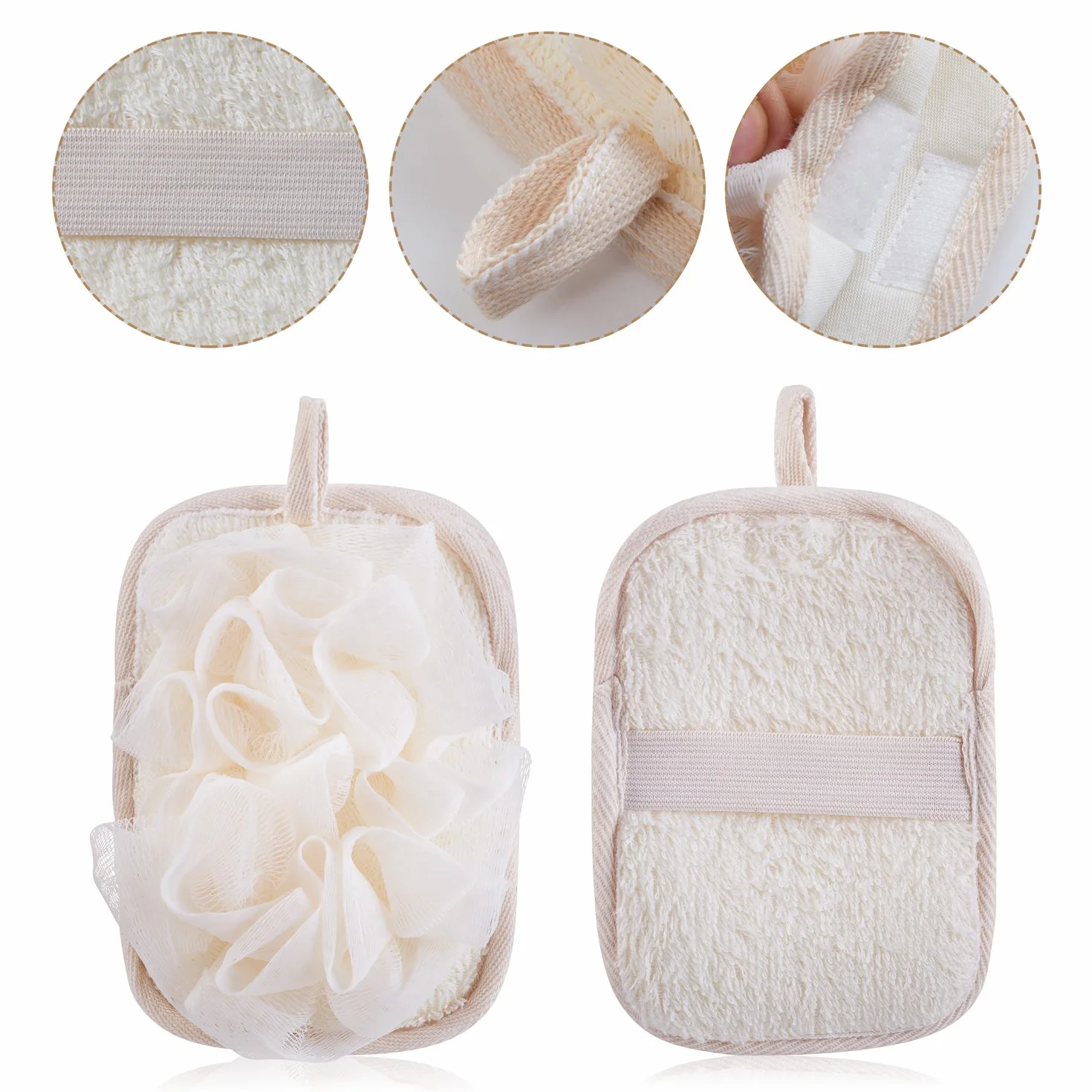 Éponge Luffa 2 en 1 Exfoliante & Gant pour Peeling, 1 Pièce Réutilisable pour Douche