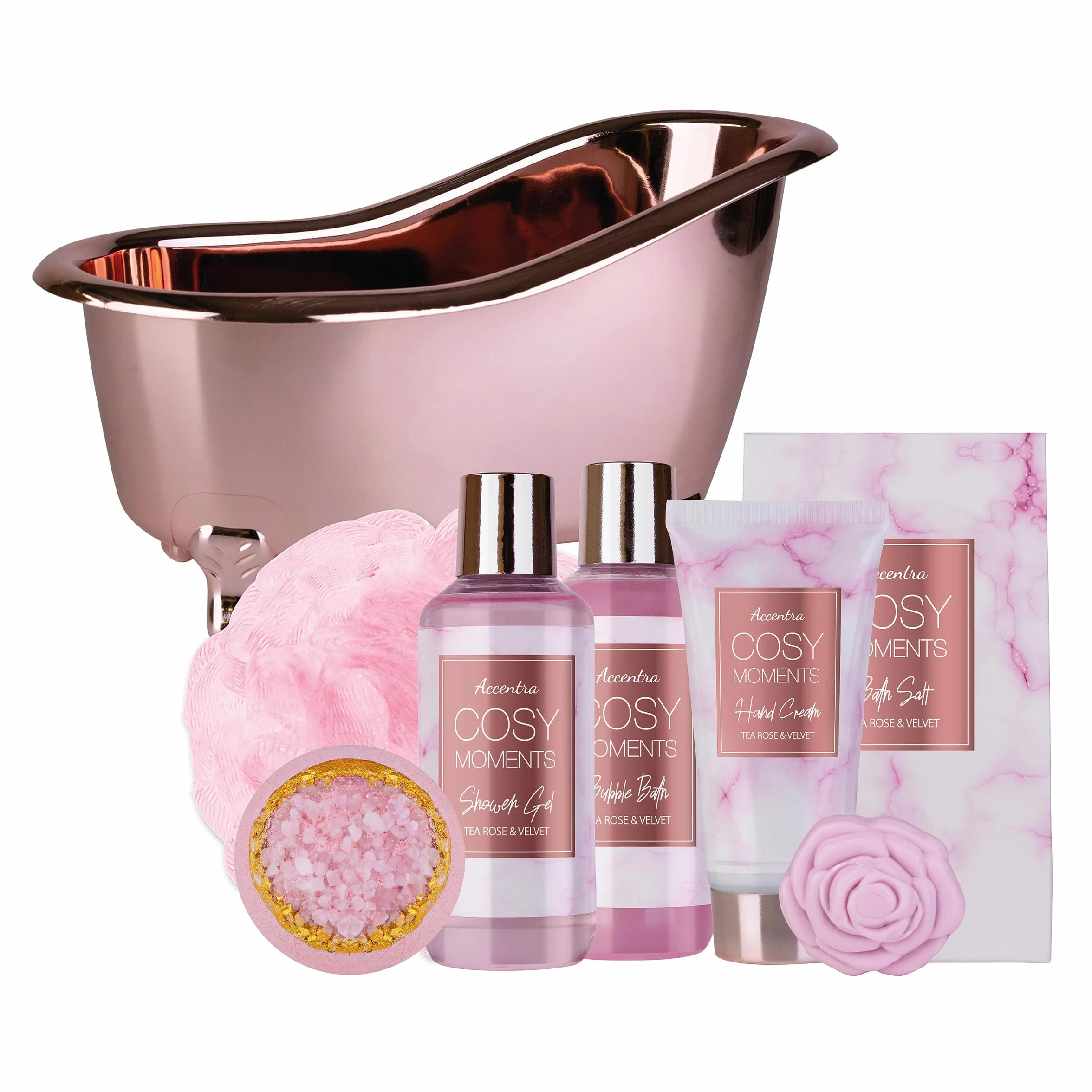 Accentra COSY MOMENTS Set de bain et de douche rose Coffret cadeau bien-être 7 pièces