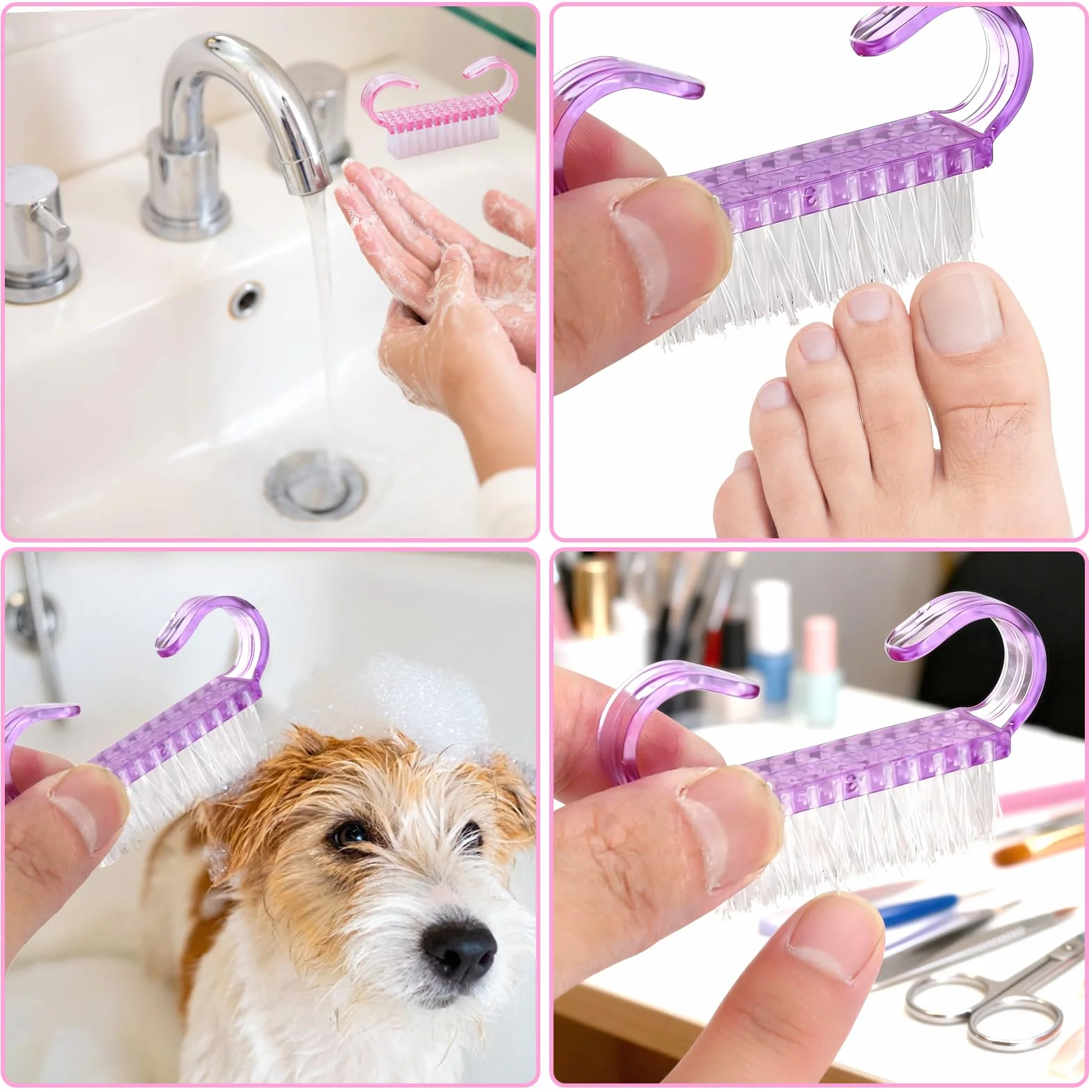 Lot de 24 Brosses à Ongles avec Poignée en Plastique, Brosse Exfoliante pour Mains et Pieds