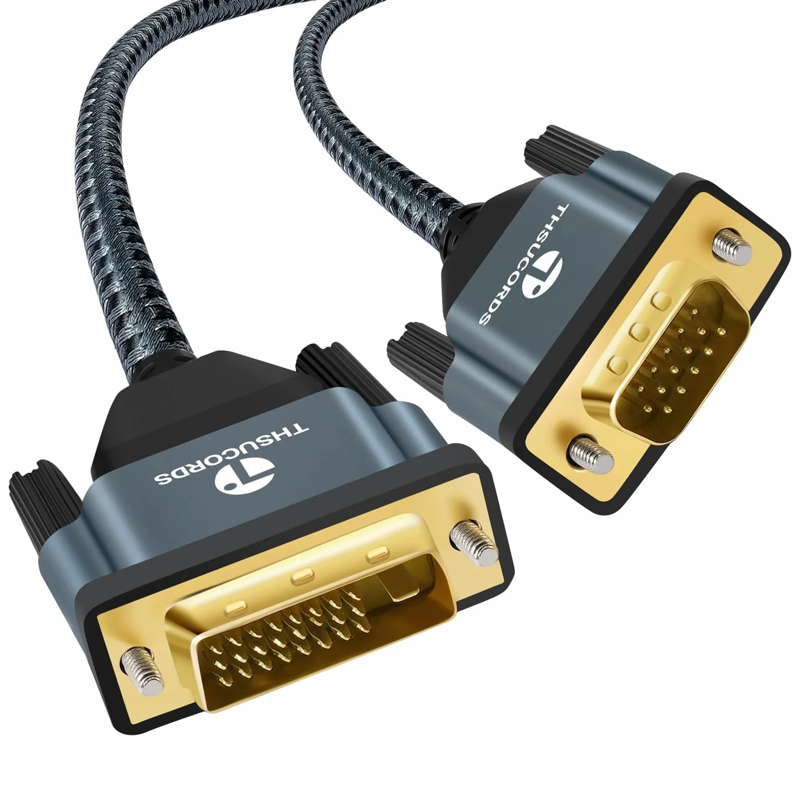 Câble DVI vers VGA 1M Adaptateur DVI-D VGA Mâle Mâle Plaqué Or Tressé 1080p Full HD