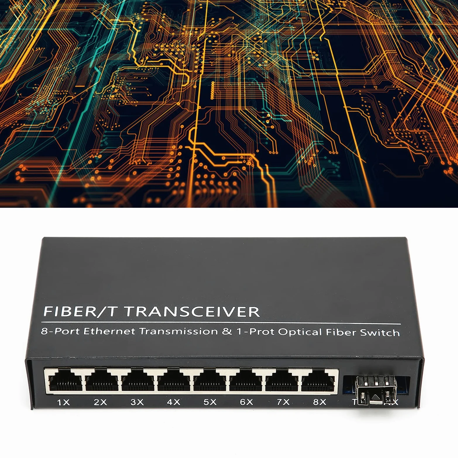 Convertisseur Ethernet 8 Ports Traission1 Port Ical Commutateur Fibre Optique 8 Ports Gigabit, Commutateur Gigabit 1 Fibre 8 Ports Ethernet Monomode Double Fibre Convertisseur