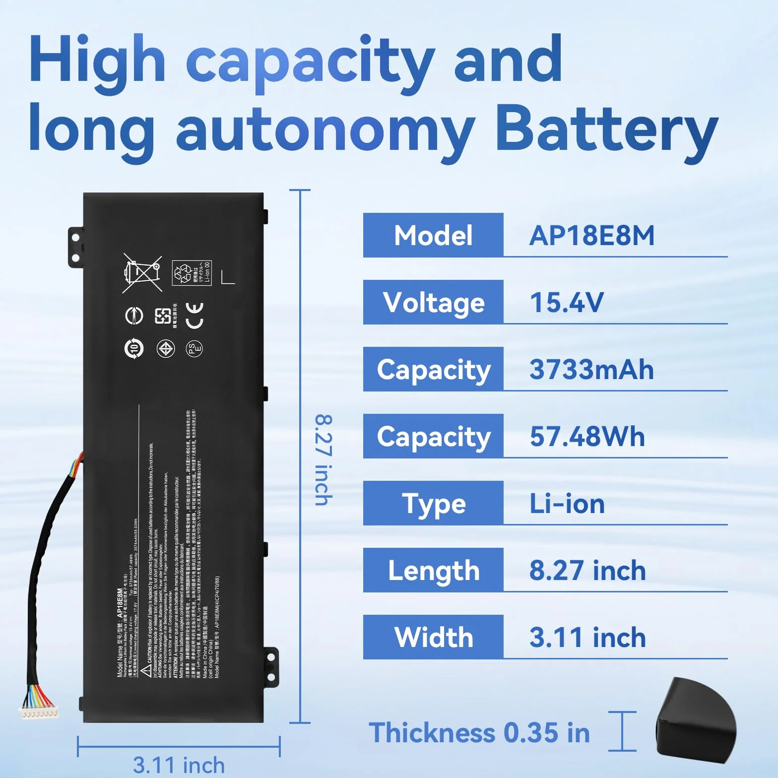K KYUER AP18E8M AP18E7M Batterie pour Acer Nitro 5 AN515-54 AN515-43 AN517-51 AN517-52 AN715-51 Aspire A715-74G Predator Triton 300 PT315-51 PT315-52 Helios 300 PH315-52 PH317-53 ConceptD 3 5 Pro