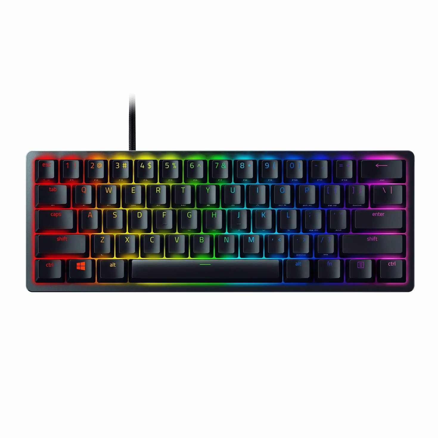 Razer Huntsman Mini 60% Teclado Para Juegos: Los interruptores de Teclado más rápidos Nunca, interruptores ópticos Clicky - Iluminación RGB Chroma - Teclas PBT - Memoria integrada - Negro clásico