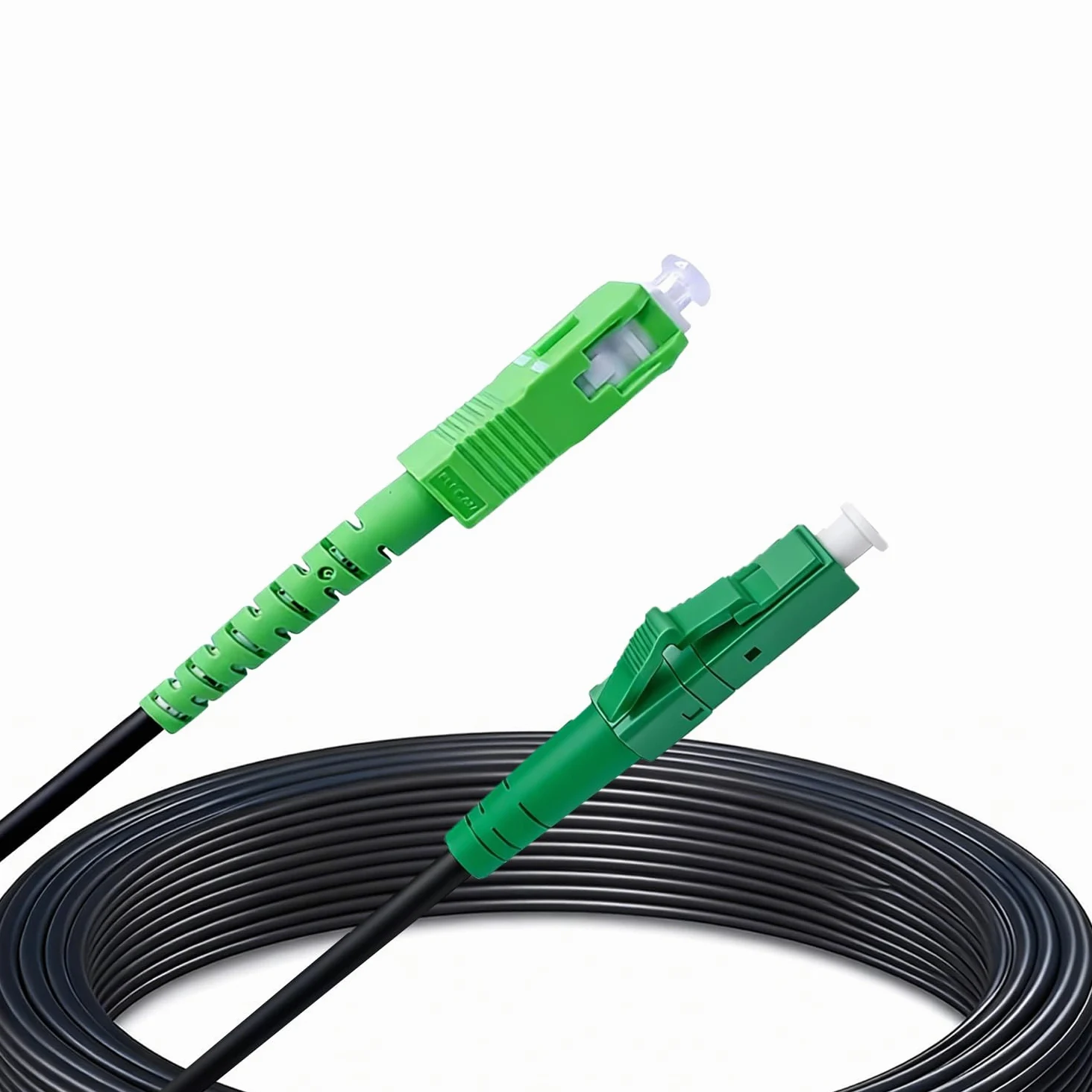 Câble de fibre optique monomode SC/APC vers LC/APC 150 m 3,0 mm G657B3 OS2 Simplex, LSZH, noir, faible amortissement, câble de raccordement FTTH pour routeur et ONT, 150 mètres
