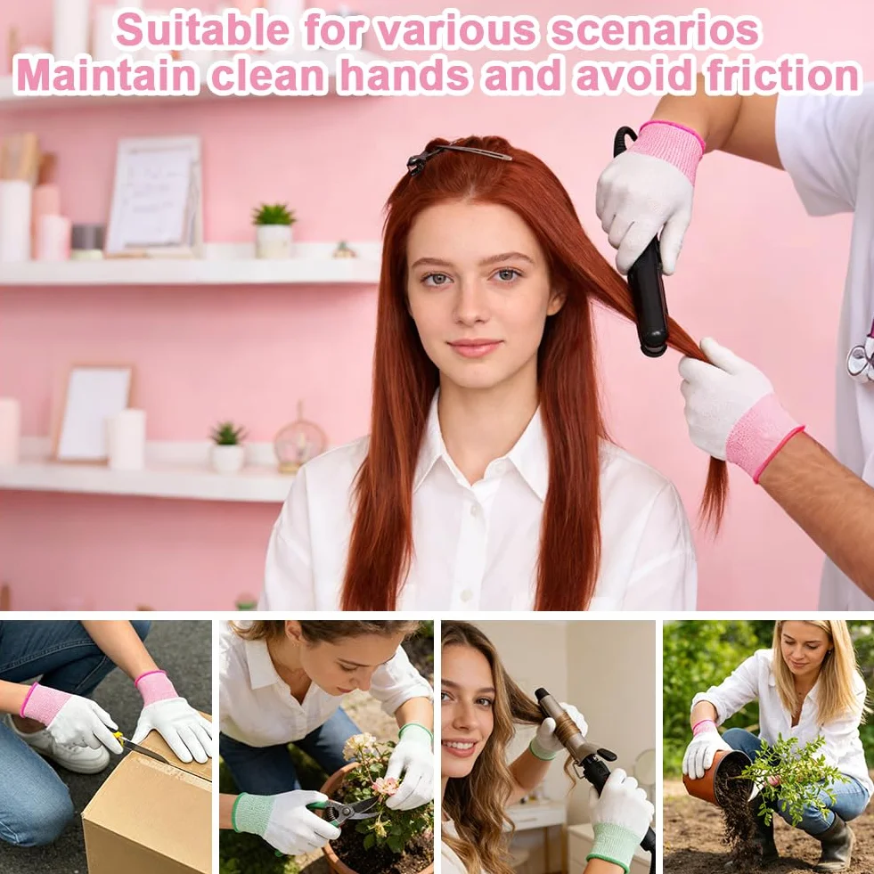 Gants Résistants à la Chaleur, Gants de Protection Thermique avec Doigts en PU pour Coiffure