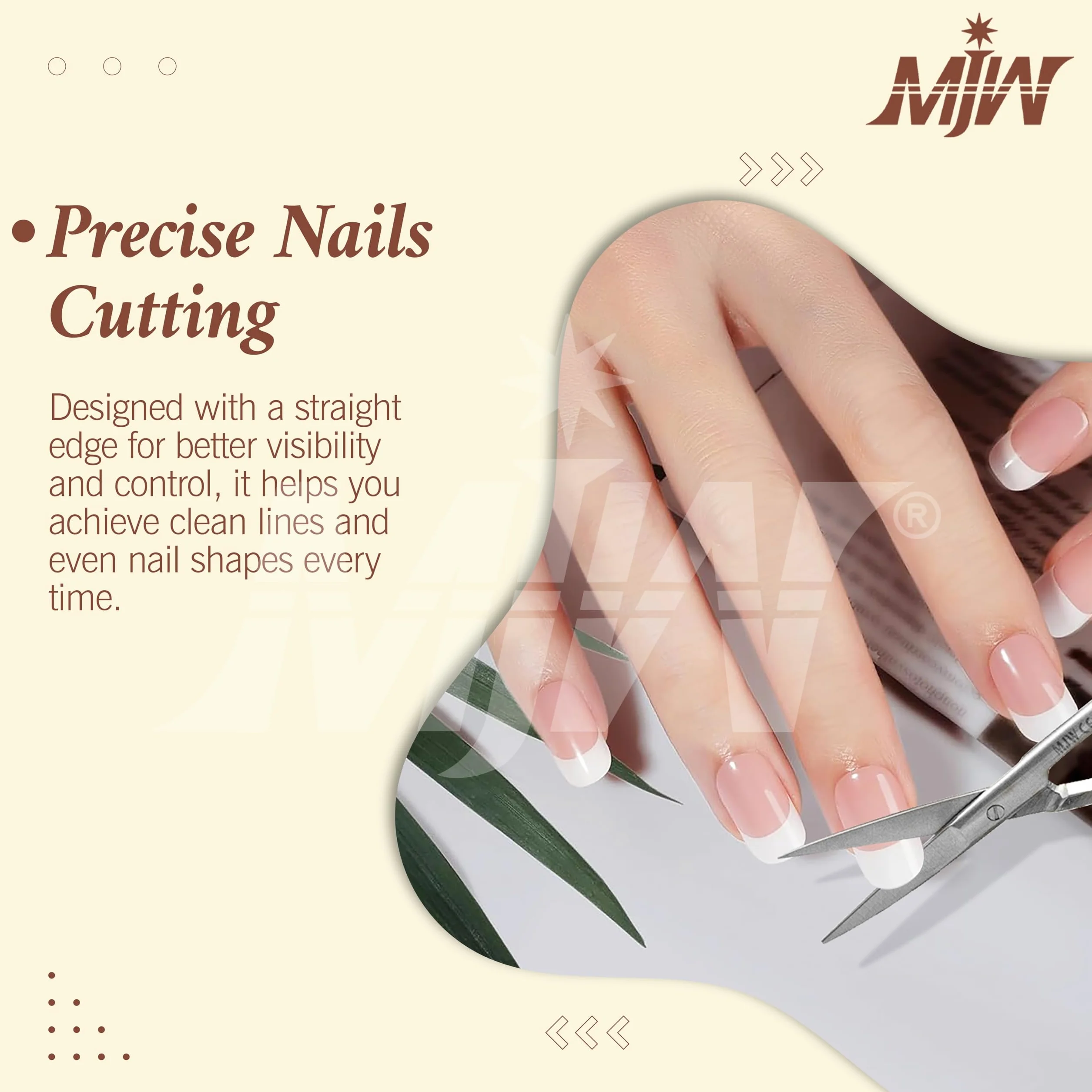 Profesjonalne nożyczki do paznokci MJW ze stali nierdzewnej do manicure i skórek