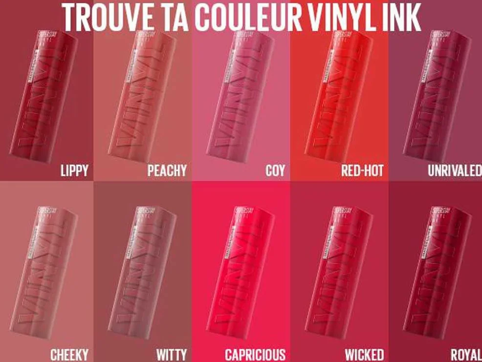 Maybelline New York SuperStay Vinyl Ink Rouge à Lèvres Liquide Effet Vinyl Brillant Longue Tenue Teinte Cheeky 35