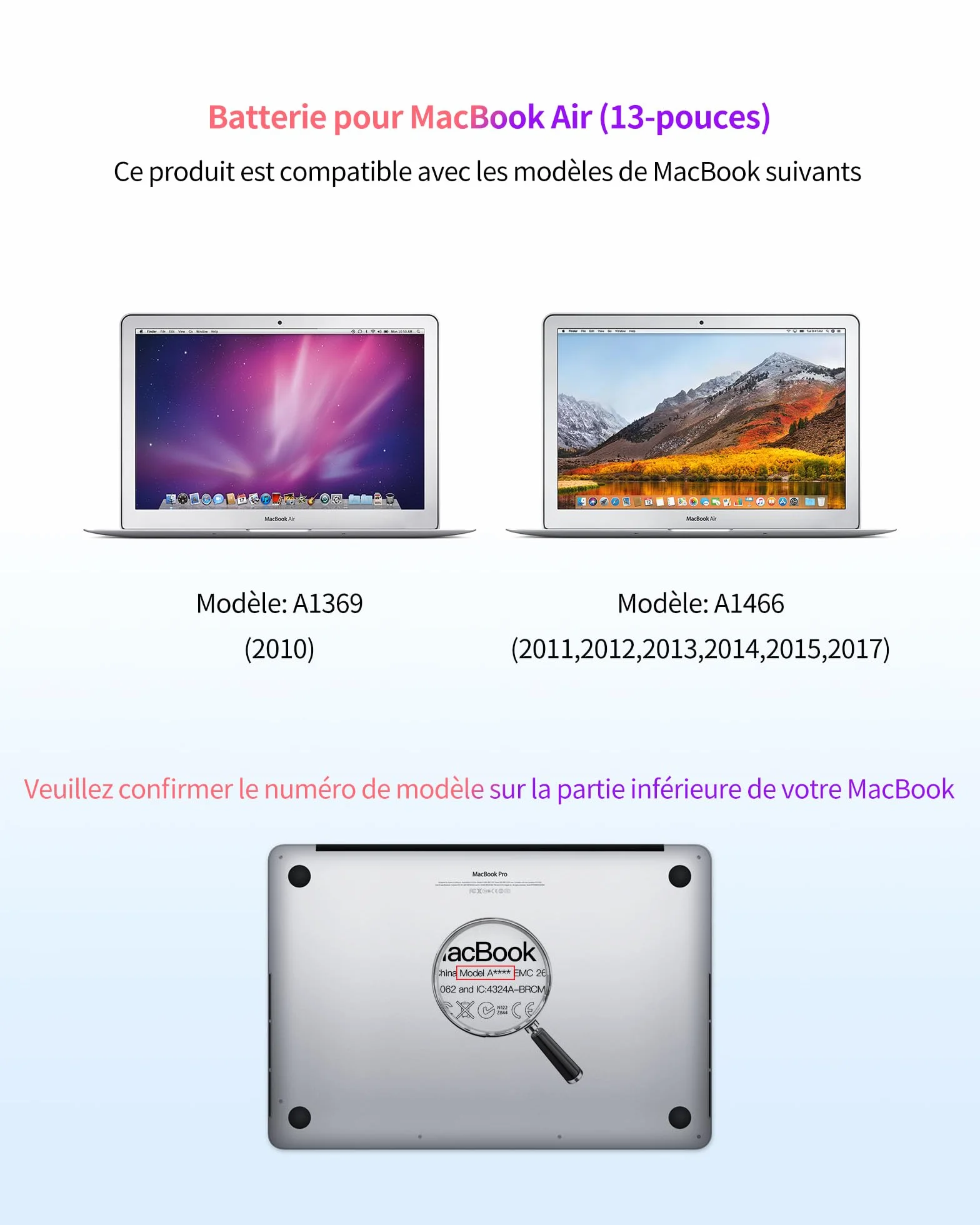 Batterie MacBook Air A1466 13 Pouces A1369 A1377 A1405 A1496