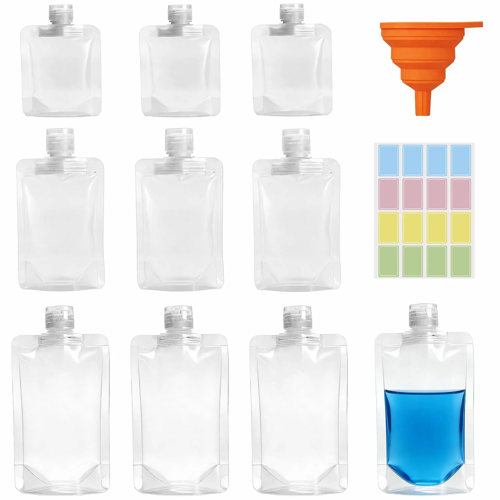 Sachets de Recharge pour Gel Douche 20 Pcs 30ml 50ml 100ml avec Entonnoir en Silicone