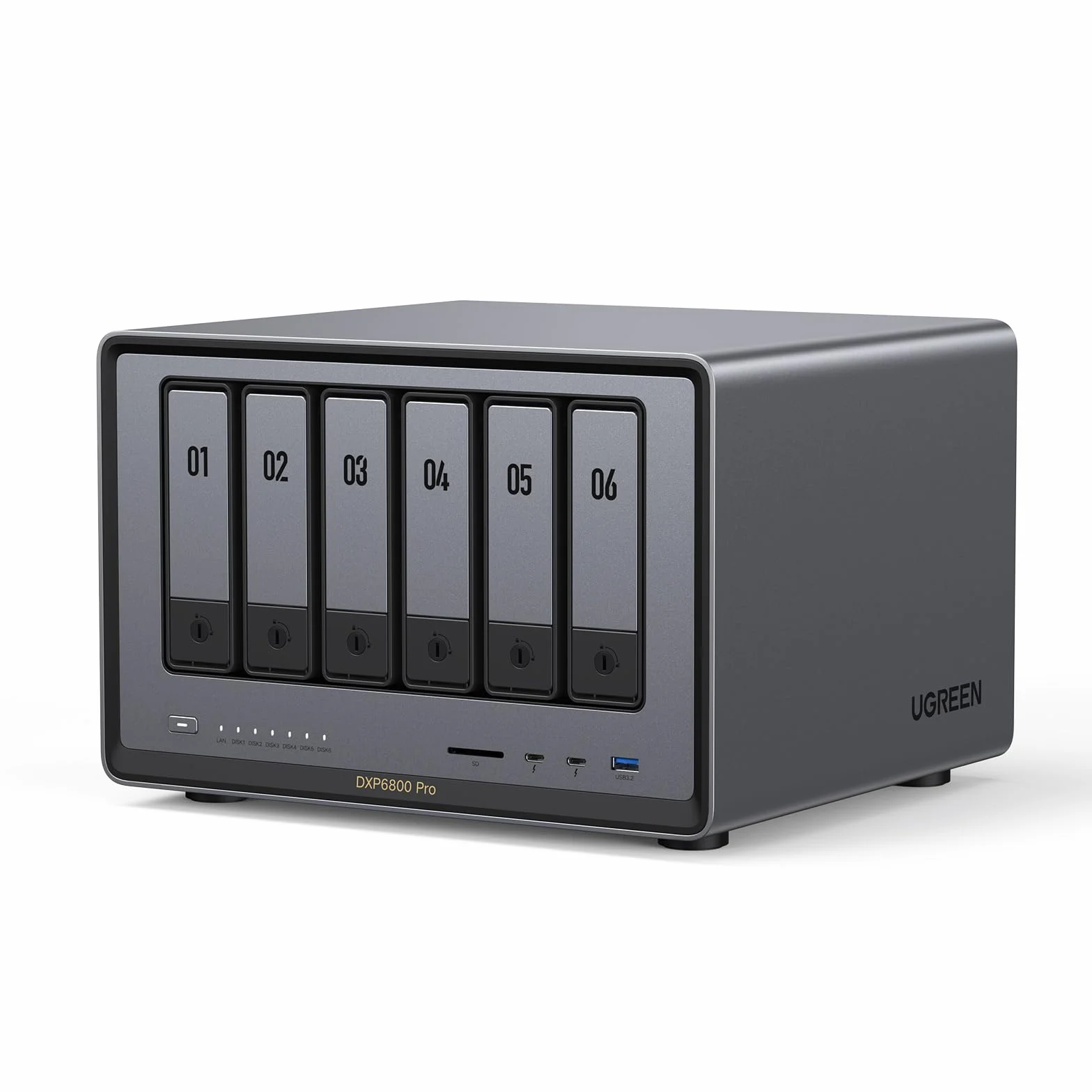 UGREEN NASync DXP6800 Pro NAS de Bureau 6 Baies Intel i5 1235u 10 cœurs 8 Go DDR5 SSD 128 Go 2 Ports 10 GbE M.2 NVMe HDMI 8K