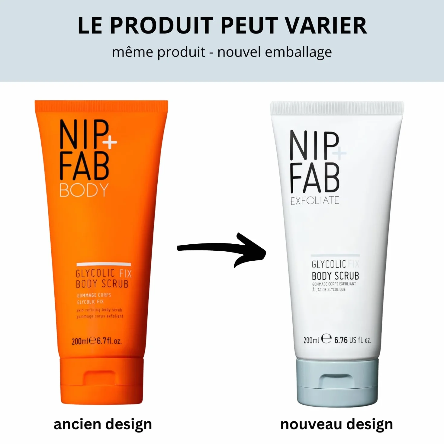 Nip+Fab Gommage Corporel Glycolic Fix Exfoliant Doux, Perles de Beurre de Karité et de Ricin Blanc, 200 ml