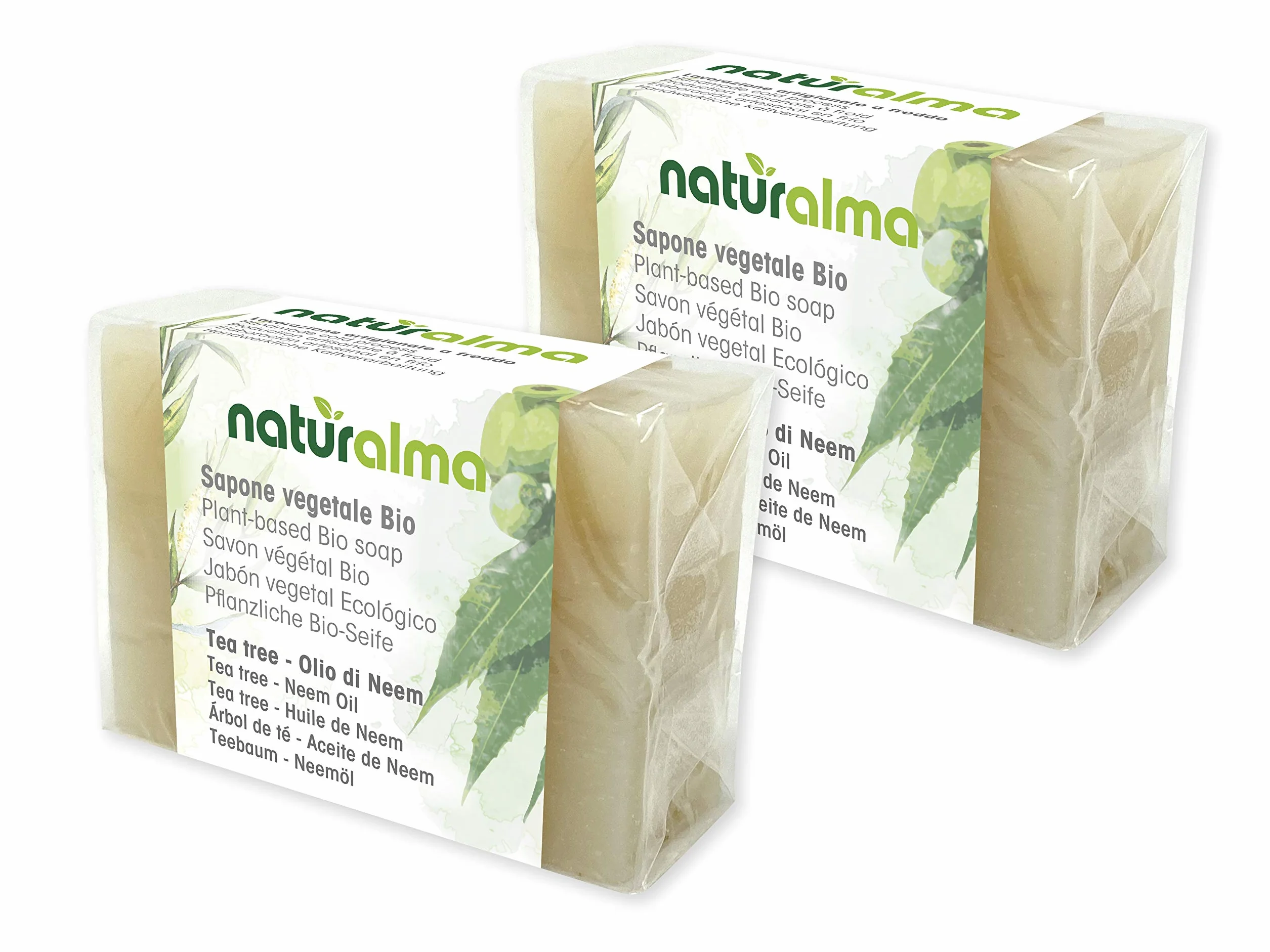 Savon artisanal végétal TEA TREE ET HUILE DE NEEM Bio 2 x 100g Naturalma