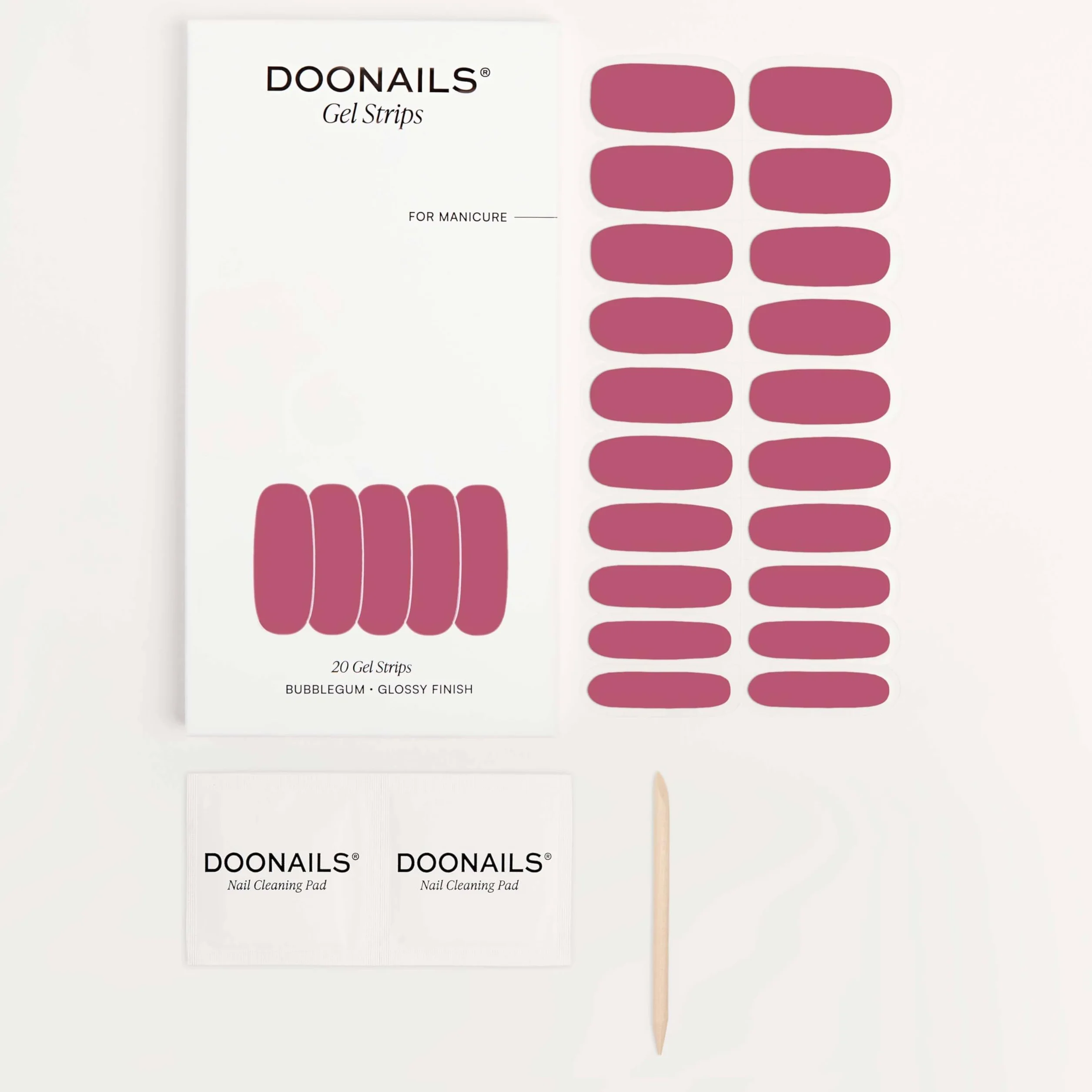 DOONAILS Feuilles Gel Bubblegum 20 bandelettes gel UV 9 tailles extra-longueur autocollants ongles UV 14 jours tenue