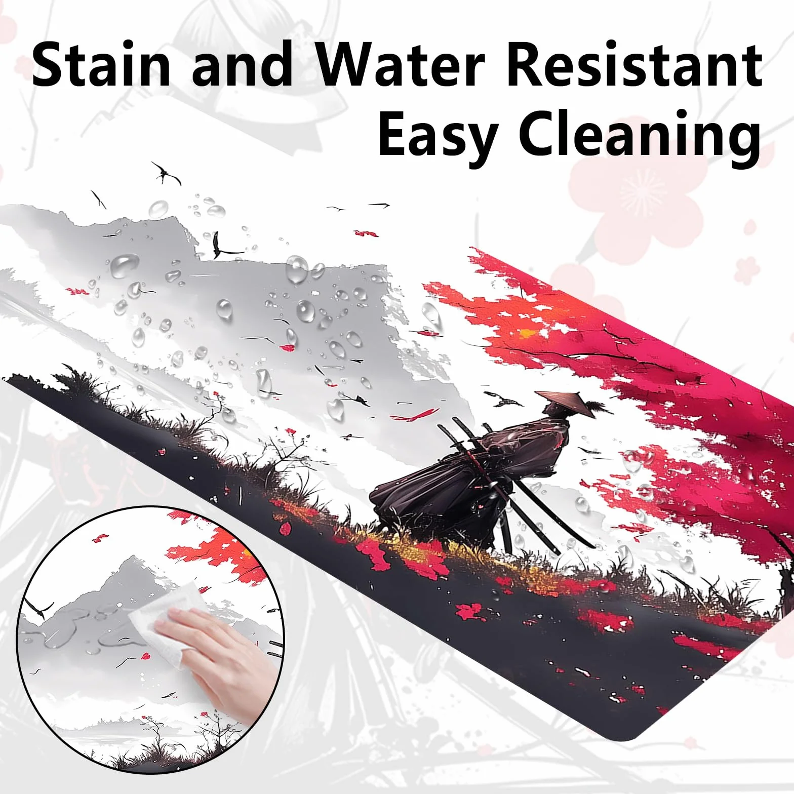 Tapis de Souris de Jeu Japonais XXL 800x300x3mm Antidérapant Imperméable Bords Cousus