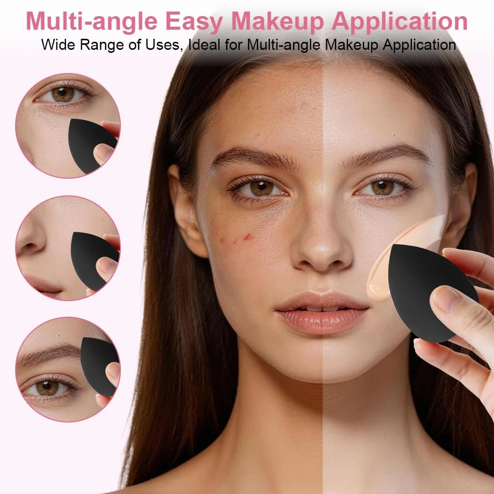 Set Pinceaux Maquillage 51 Pièces, Professionnel avec Éponges, Houppettes, Trousse Rangement, Brosse Fond Teint Poudre Blush Yeux Noir