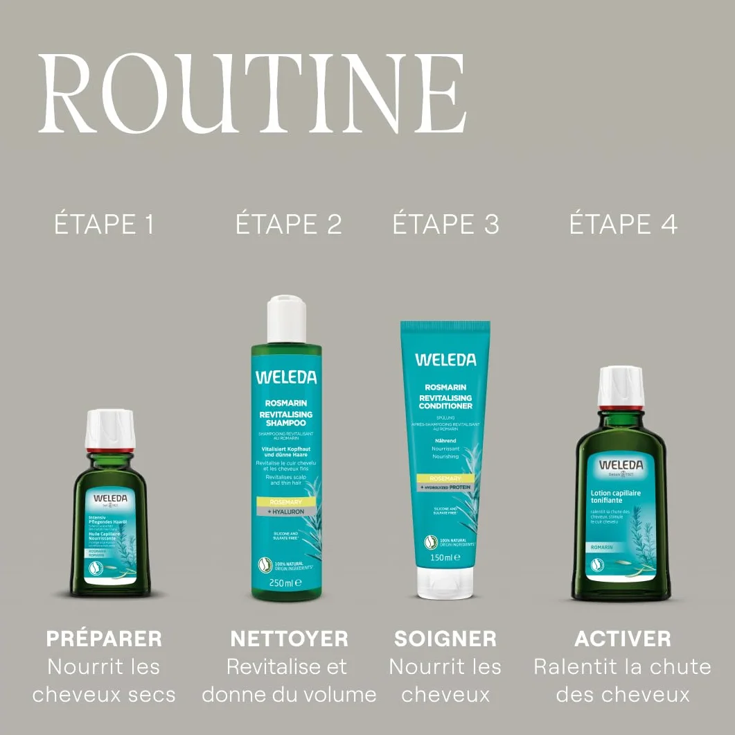 WELEDA Après-Shampooing Revitalisant au Romarin 150ml – Nourrit Sans Alourdir, Volume, Protéines Hydrolysées, Sans Silicone ni Sulfates, Bio, Jojoba, Vegan
