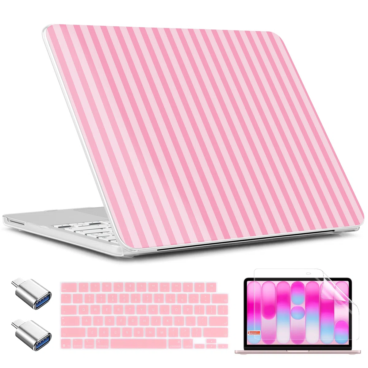 TWOLSKOO Coque pour MacBook Neo 13" 2026 A3404 A18 Pro Chip, coque rigide en plastique avec adaptateur de type C, 2 étuis pour webcam, housse de clavier et protection d'écran, rayures