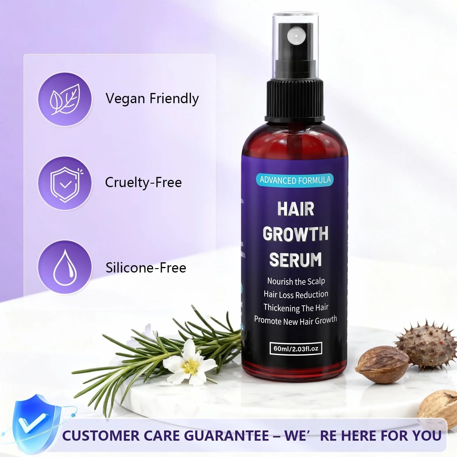 Serum Pousse Cheveux Biotine Romarin Batana Oil Spray Croissance Capillaire Anti Chute Cheveux Femme Homme 60ml